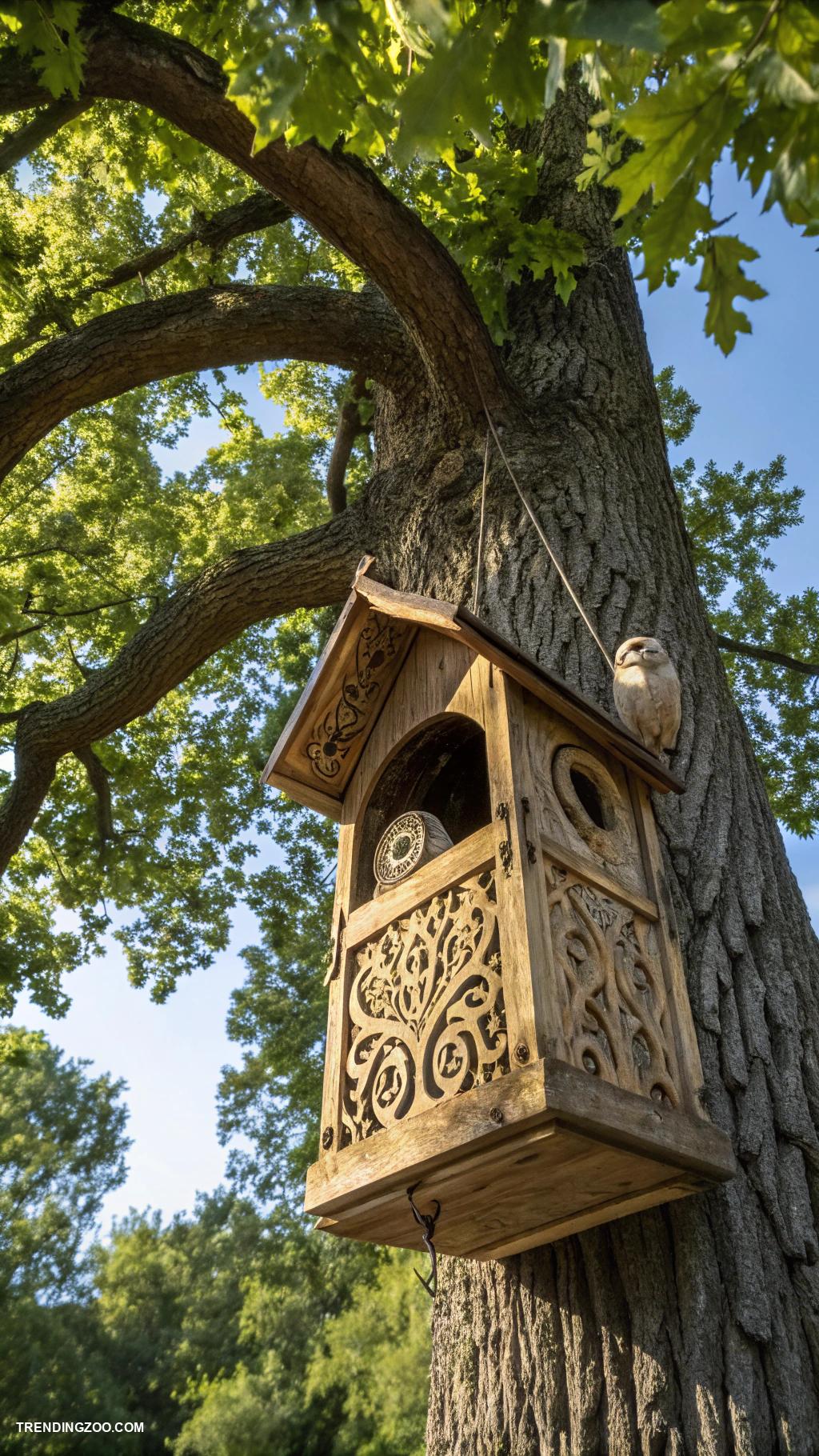 owl house ideas Hanging wooden owl houses in trees