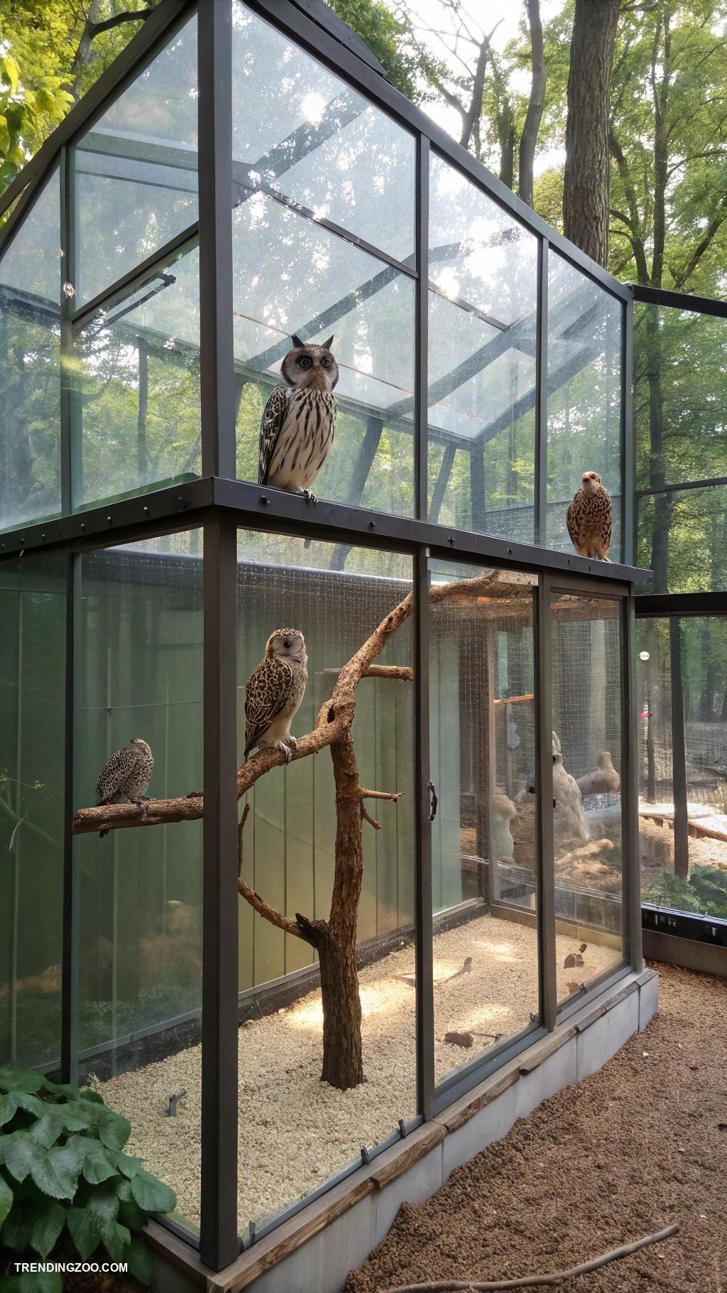 owl house ideas Transparent glass owl enclosures for observation