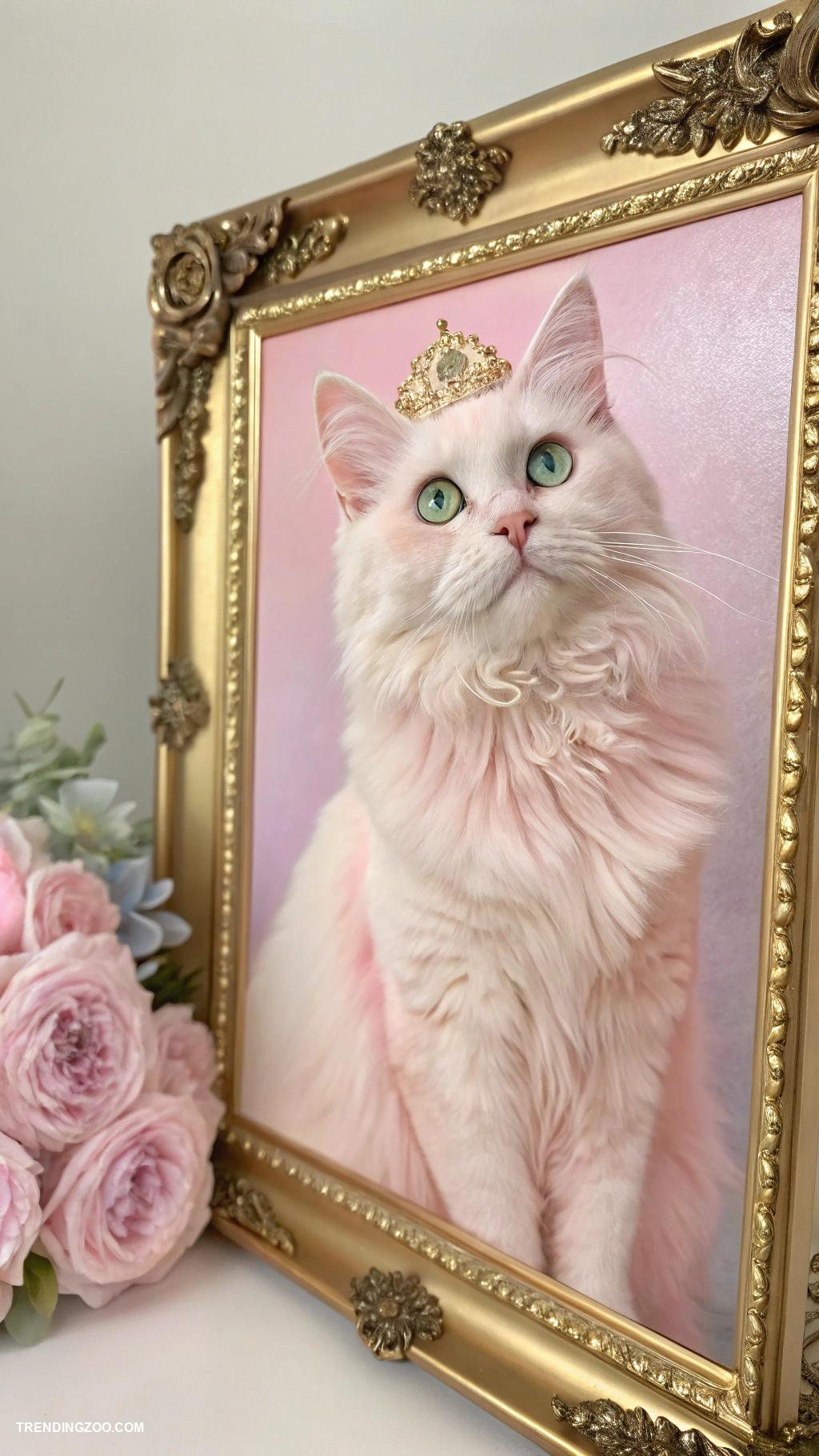 pink cat aesthetic Elegant pink pet portraits for decor