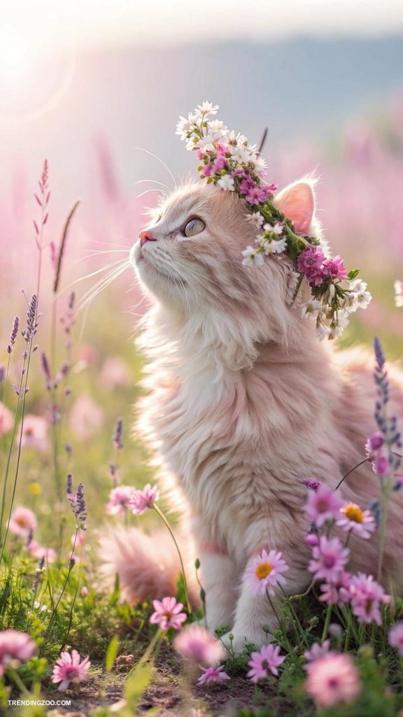pink cat aesthetic Whimsical pink cat flower crowns