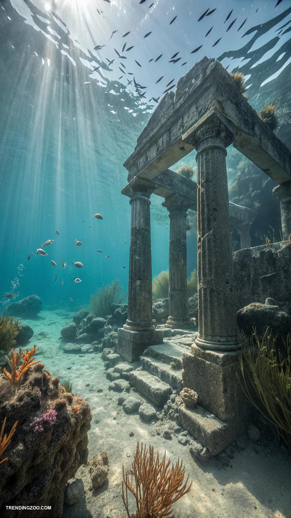 turtle tank ideas Ancient ruins submerged for a mystical look