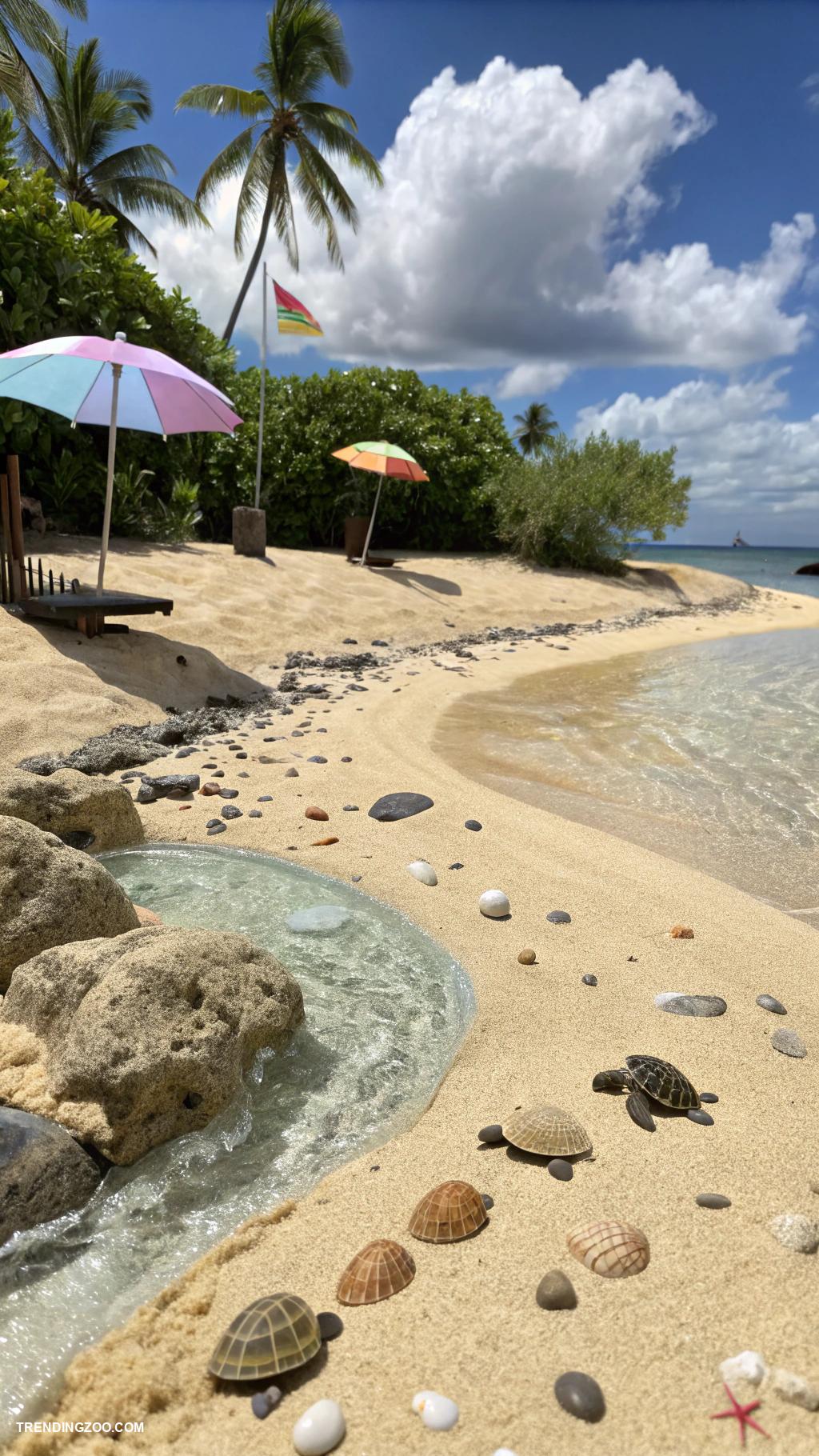 turtle tank ideas Beach scene with sand and shells