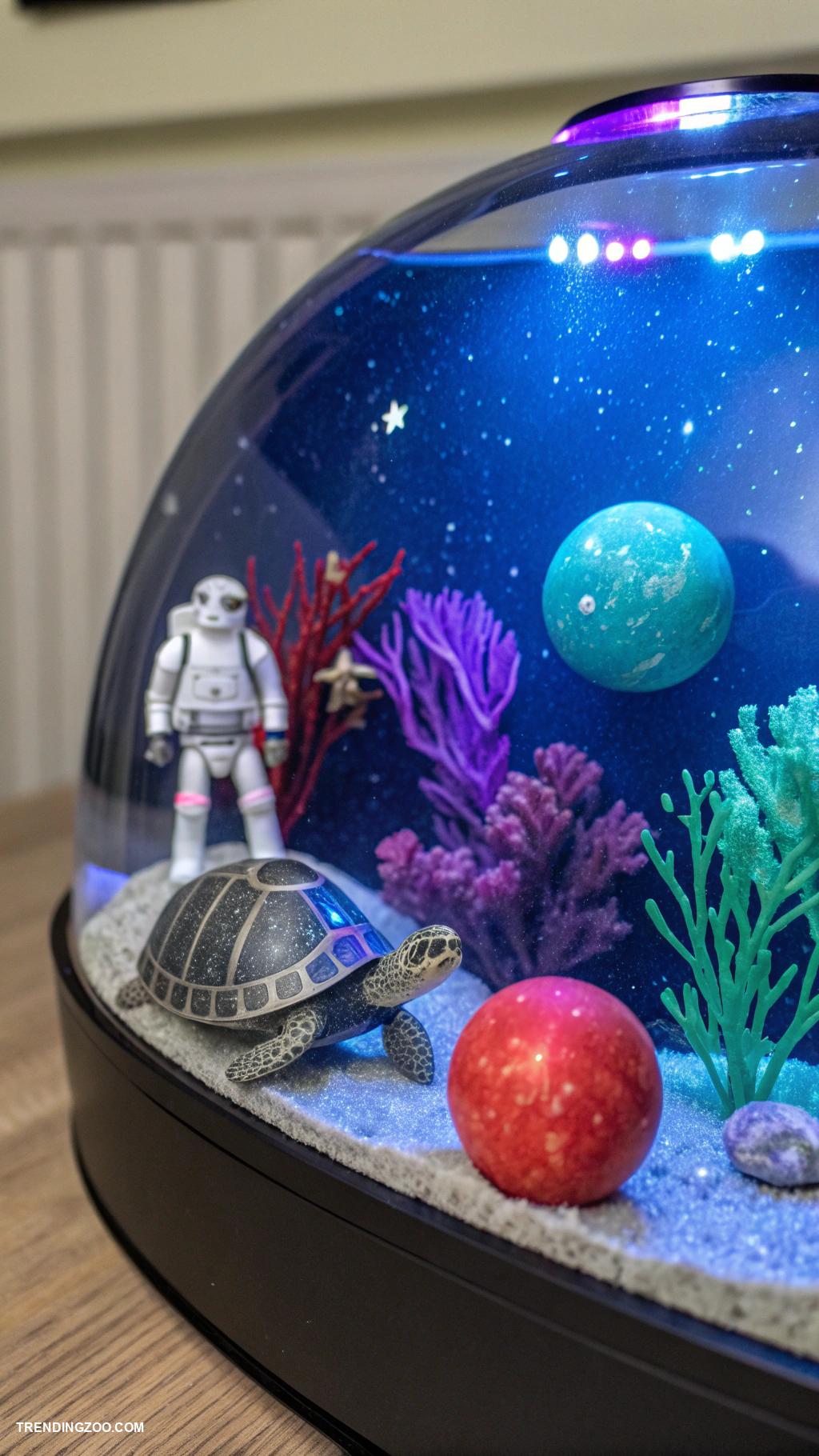 turtle tank ideas Space themed tank with stars and planets