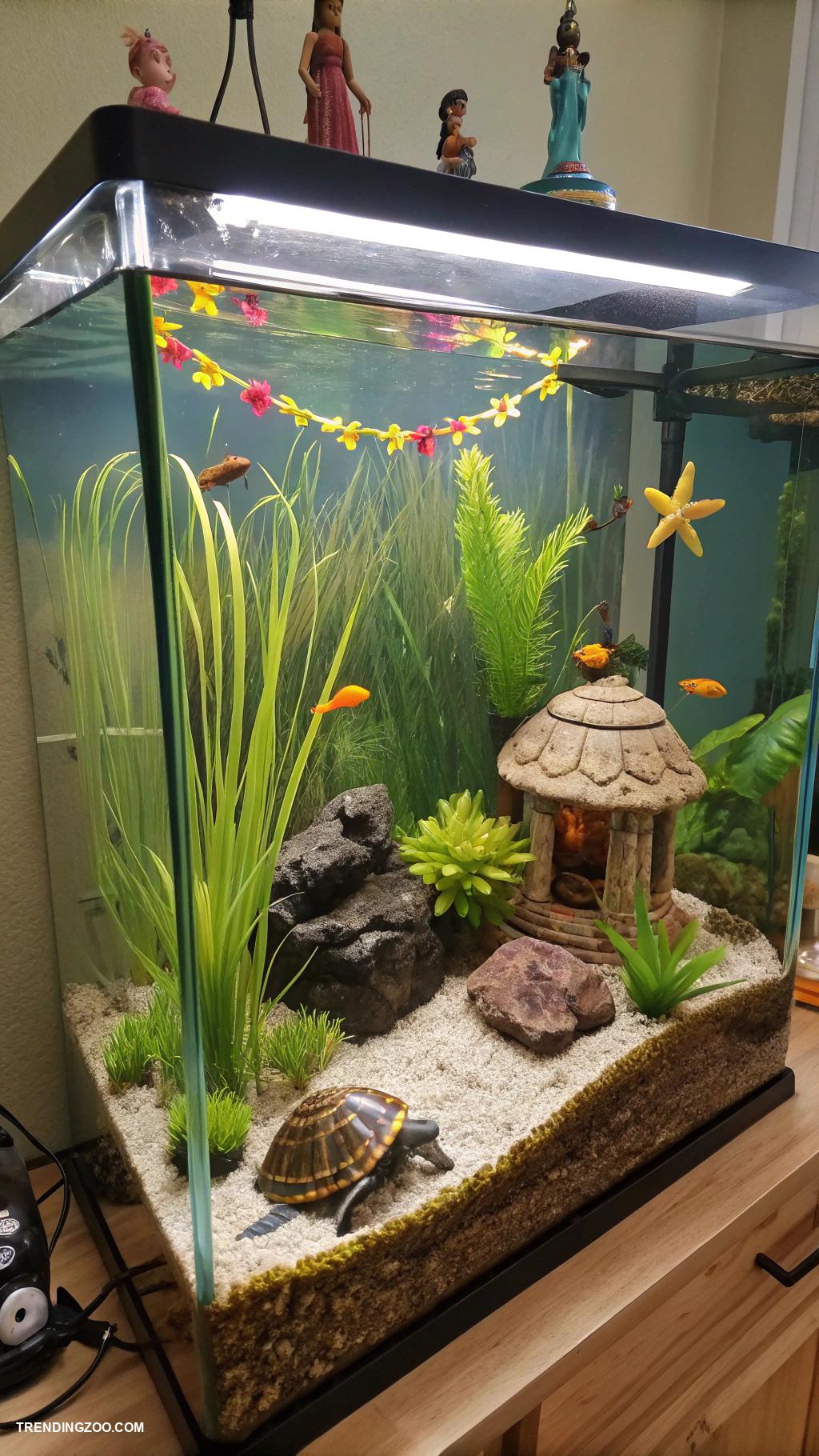 turtle tank ideas Tropical oasis with vibrant decorations