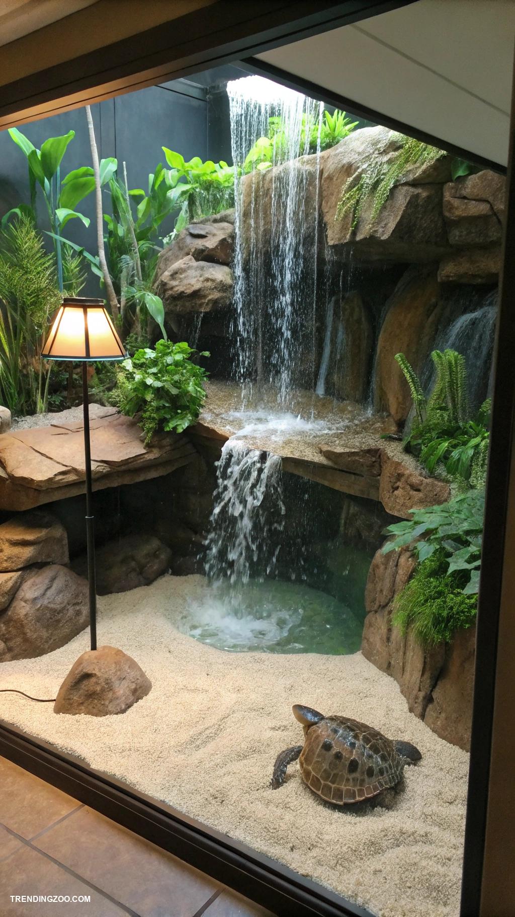 turtle tank ideas Turtle habitat with waterfall feature