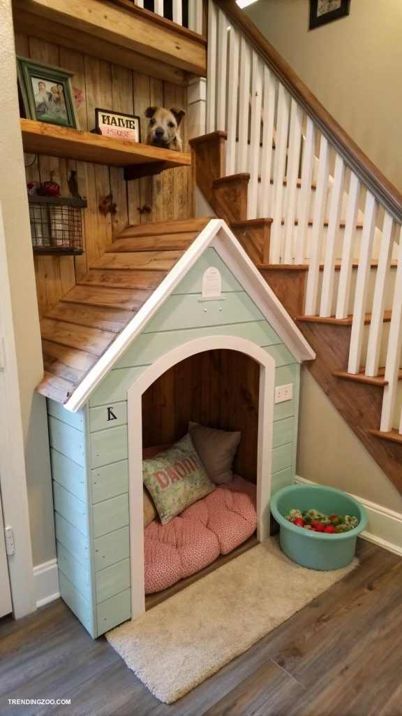 under stairs dog area Customized dog house with storage