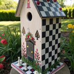 unique bird houses Chessboard patterned birdhouse