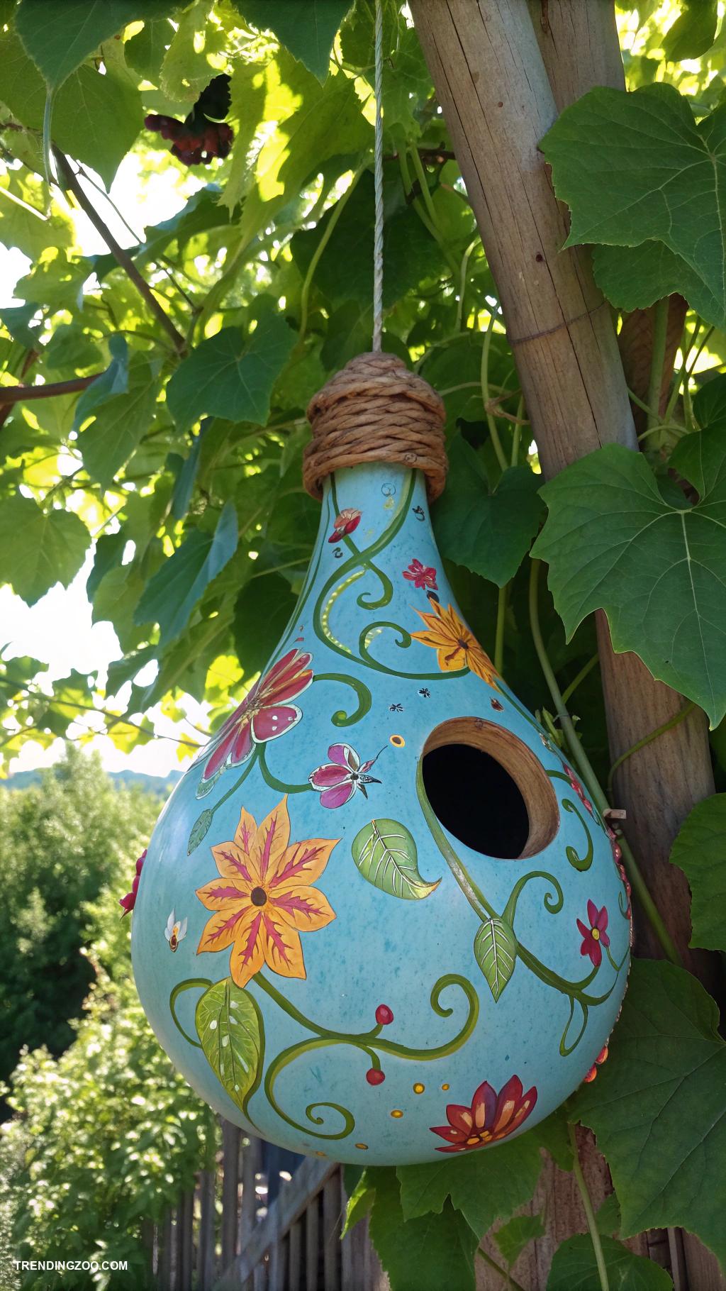 unique bird houses Gourd birdhouse with colorful paint