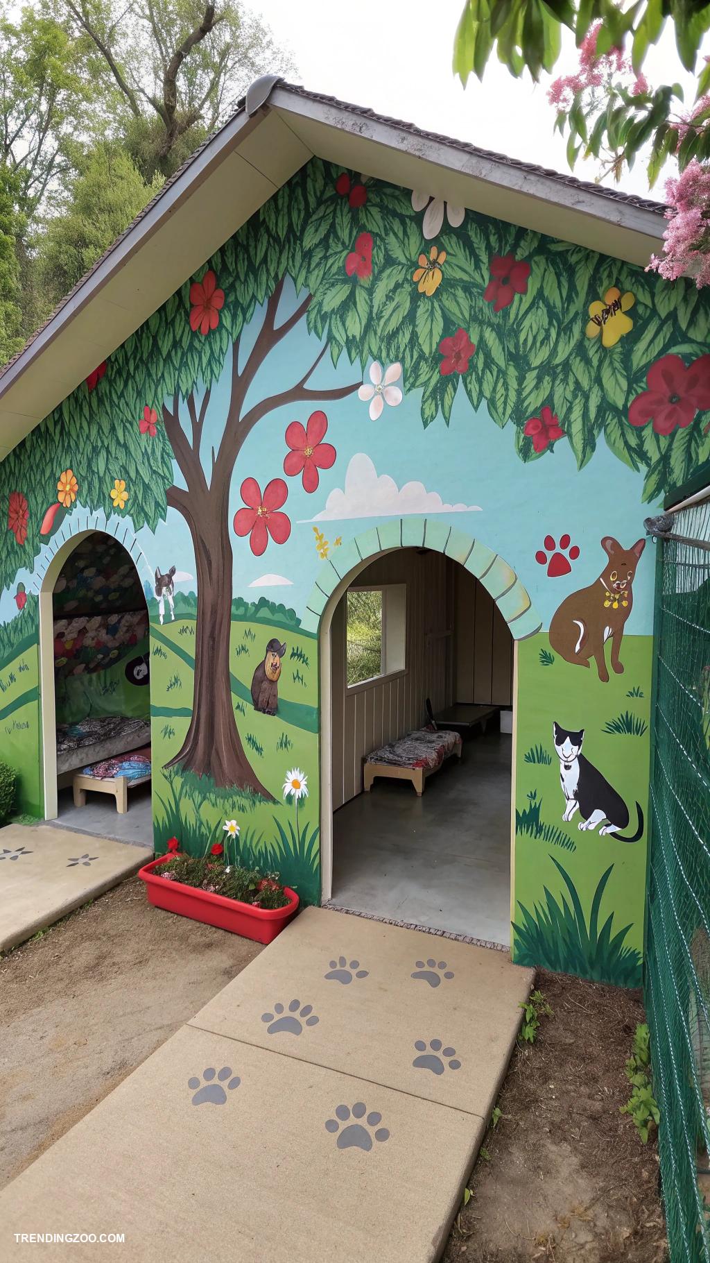 animal rescue shelter designs Artistic mural covered animal haven