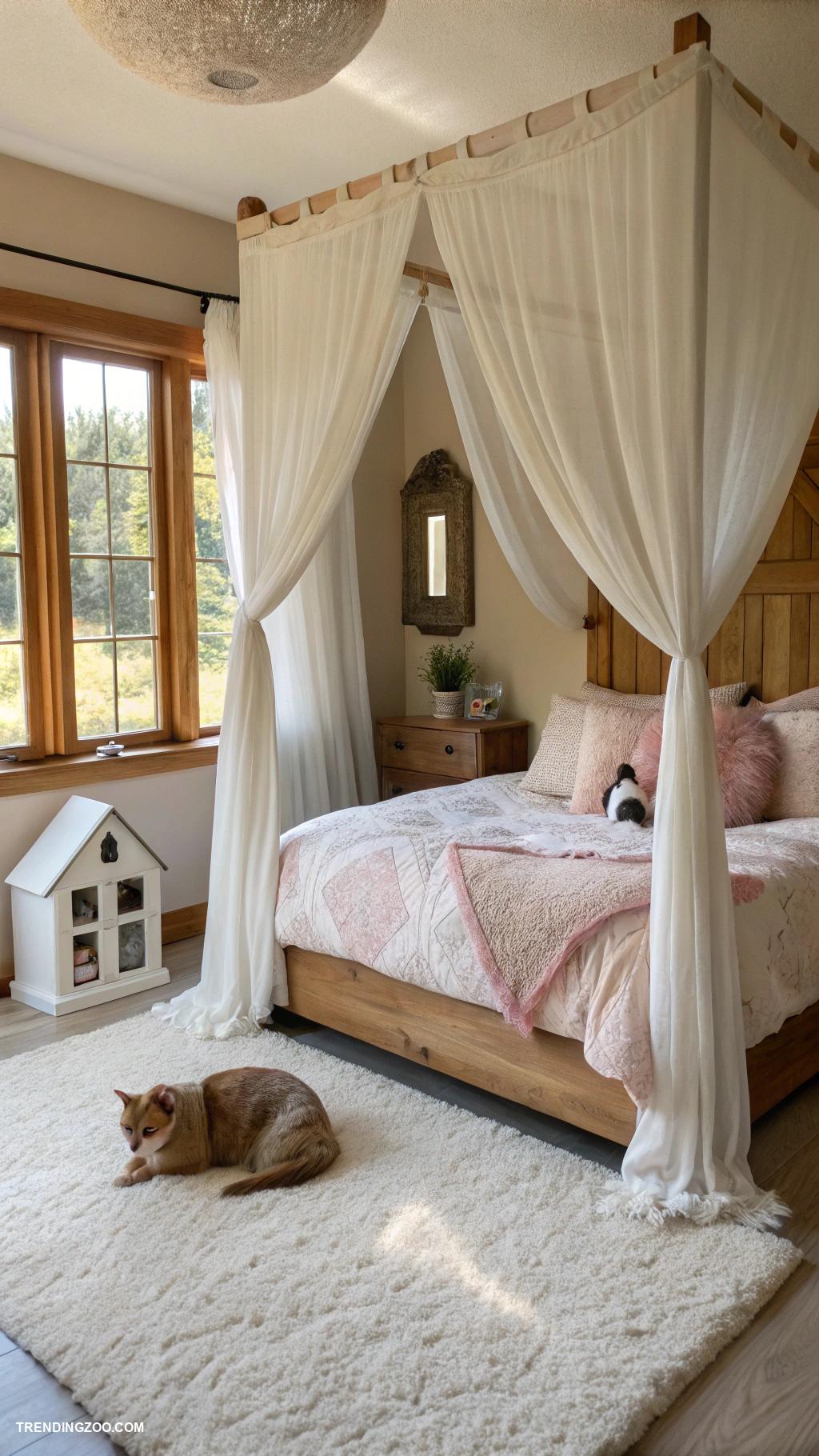 bedroom ideas with cat bed Canopy bed with cat perch
