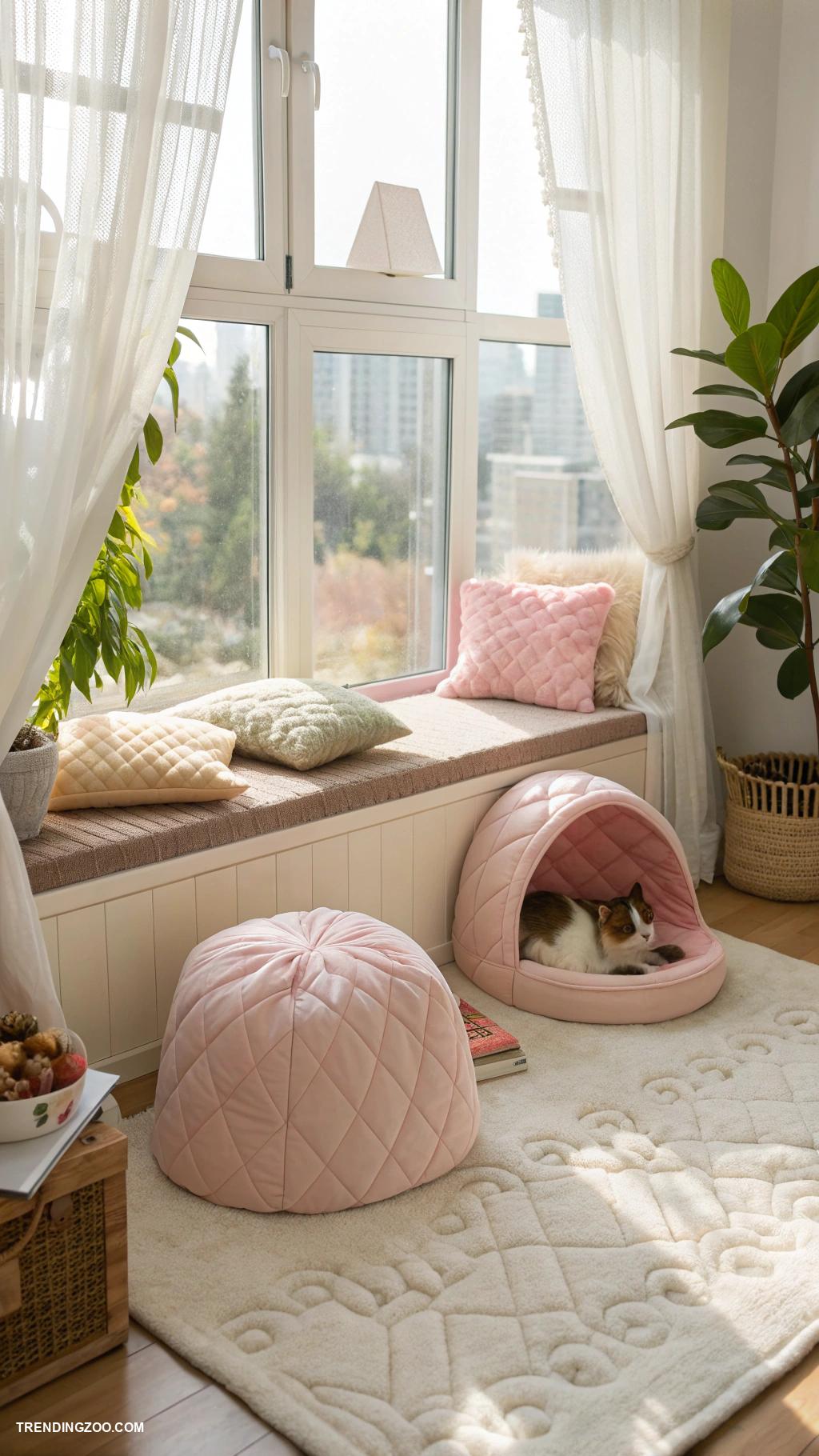 bedroom ideas with cat bed Cat friendly window seat with cushions