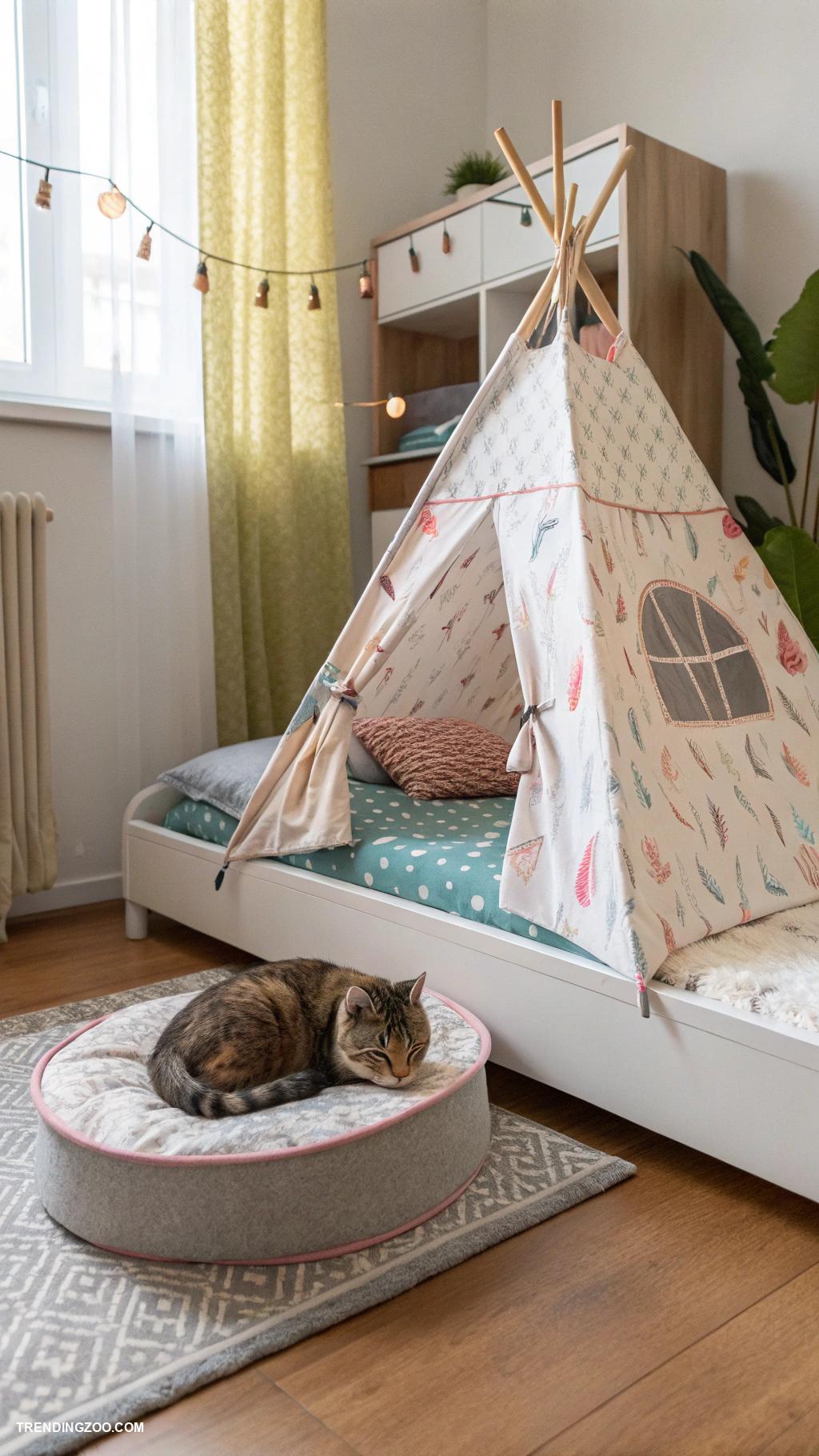 bedroom ideas with cat bed Underbed storage cat tent