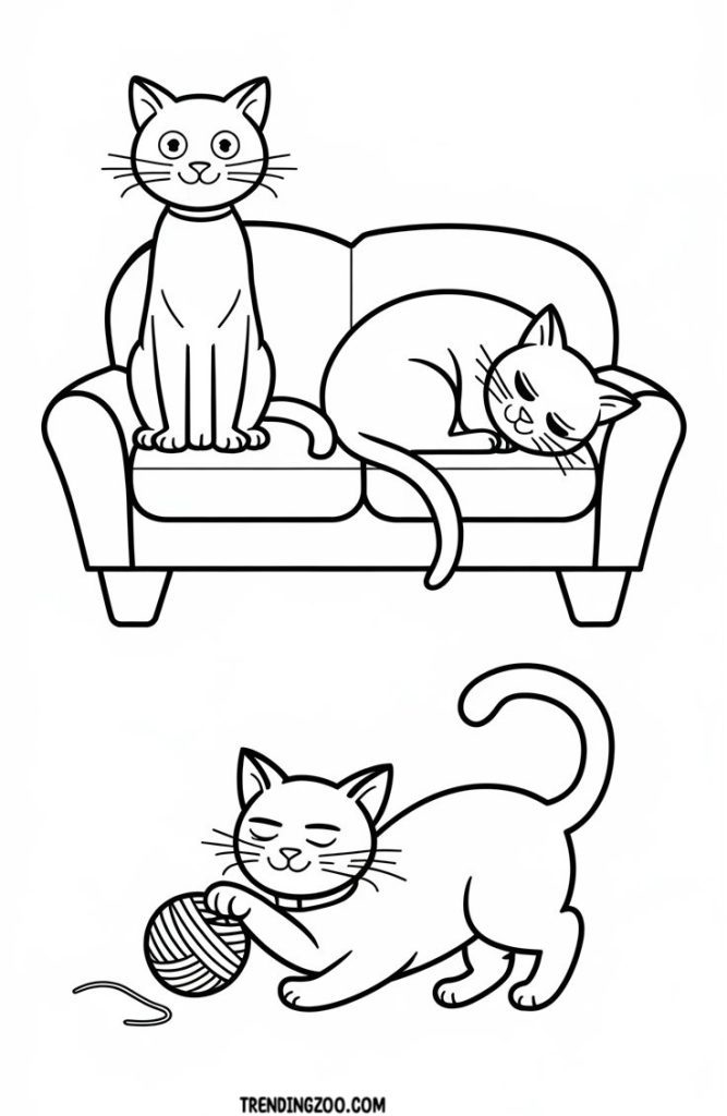 black and white illustration of a simple cat drawing