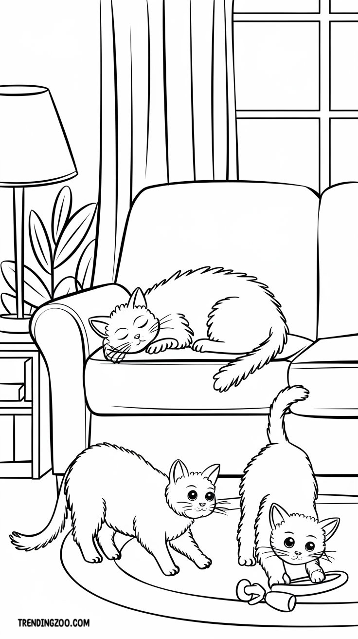 black and white simple cat drawing