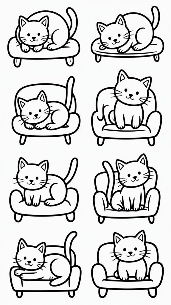 cat doodles on chair