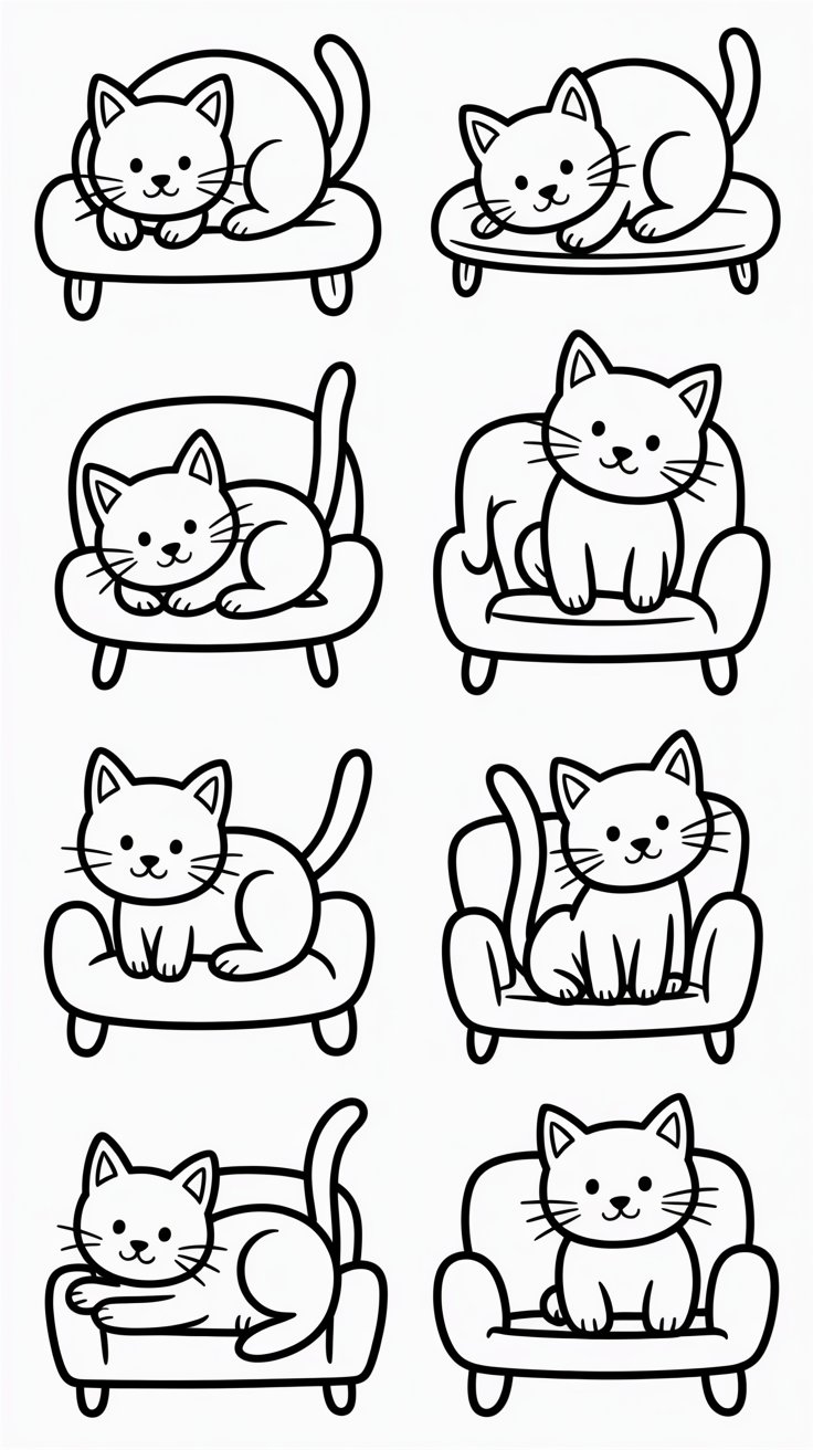 cat doodles on chair