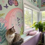 cat girls bedroom ideas Custom mural featuring favorite cat breeds