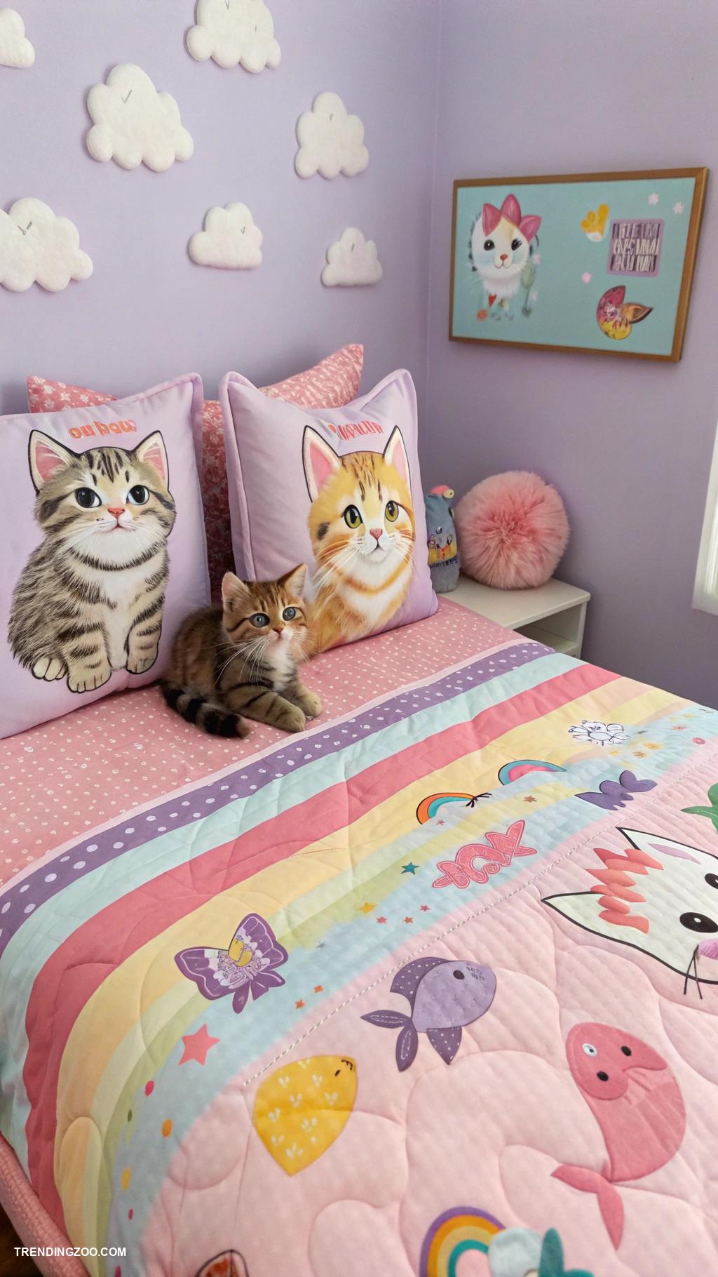 cat girls bedroom ideas Feline inspired bedding with cute prints