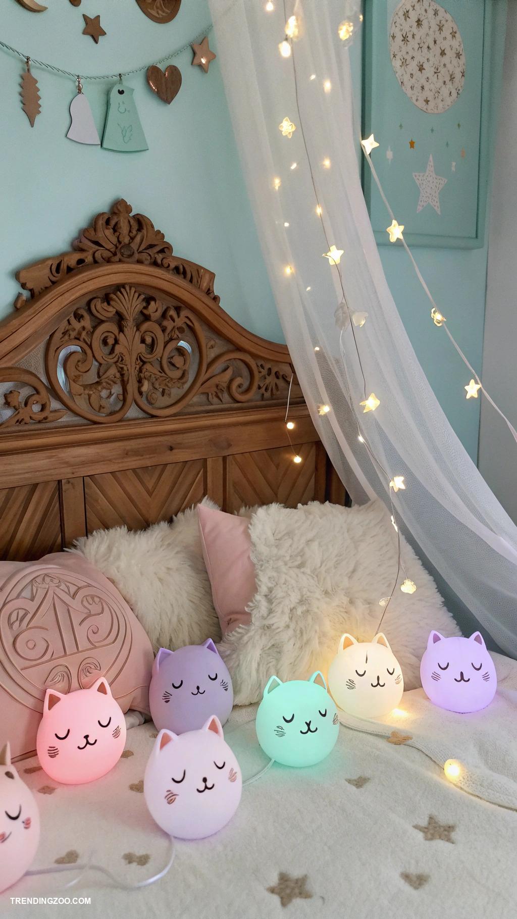 cat girls bedroom ideas Whimsical cat shaped fairy lights