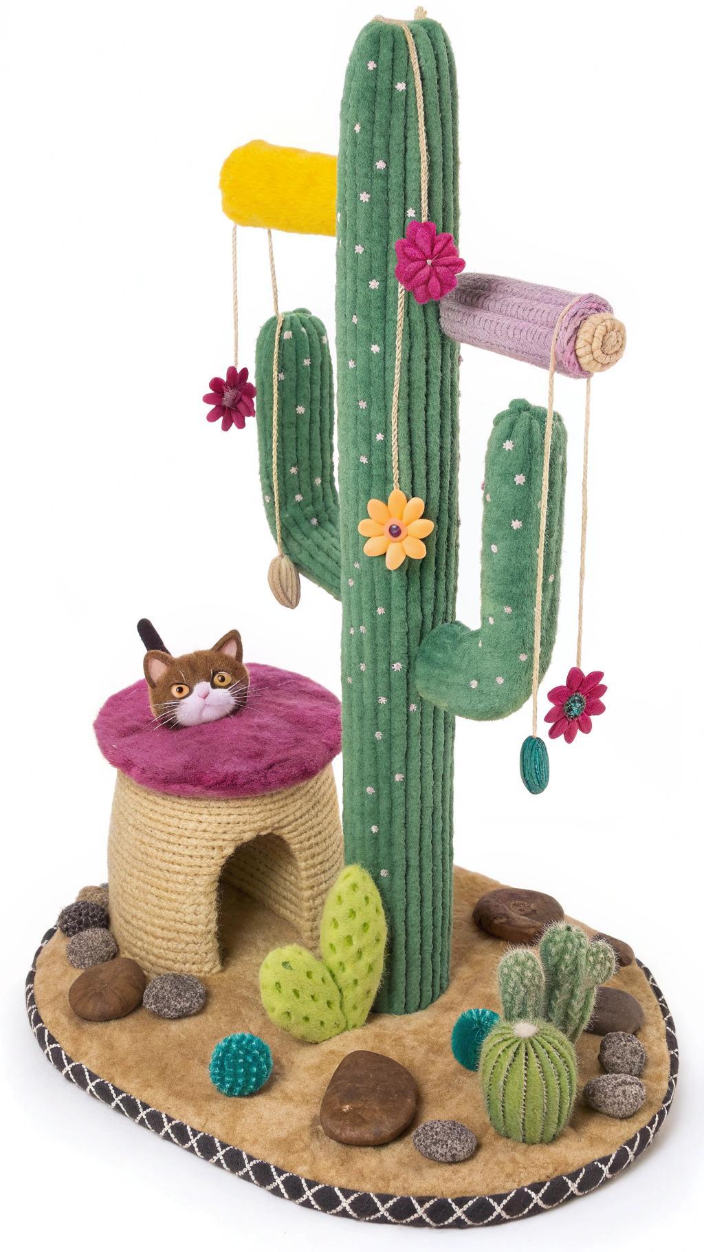 cat villa ideas Cactus garden themed scratching post
