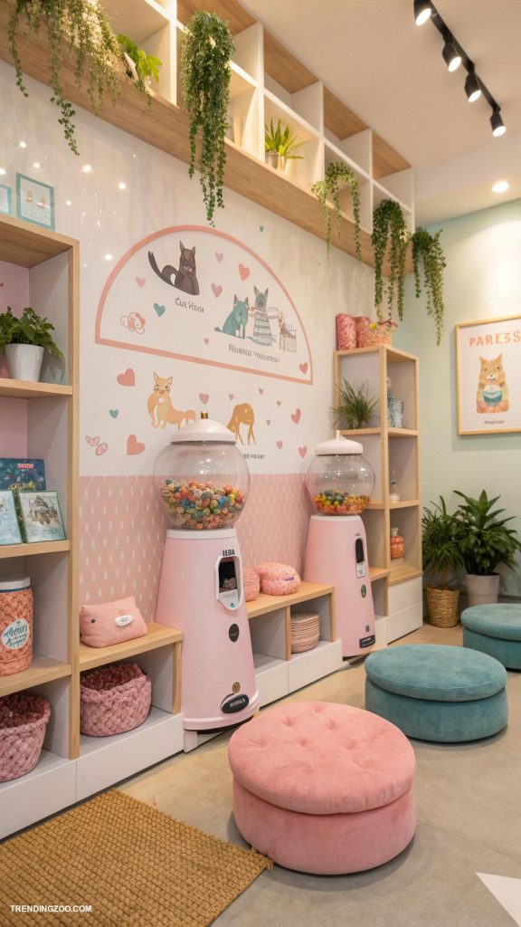 cat villa ideas Cat cafe with treat dispensers