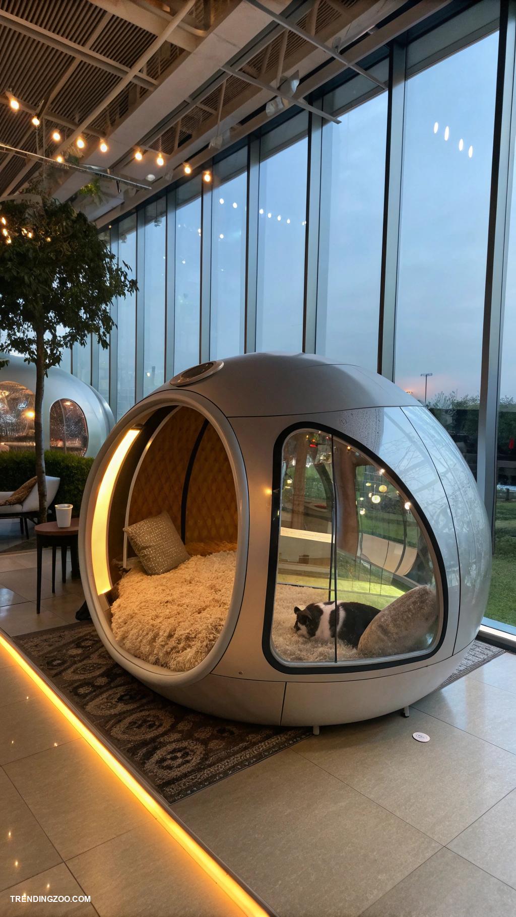 cat villa ideas Futuristic pod with interactive technology
