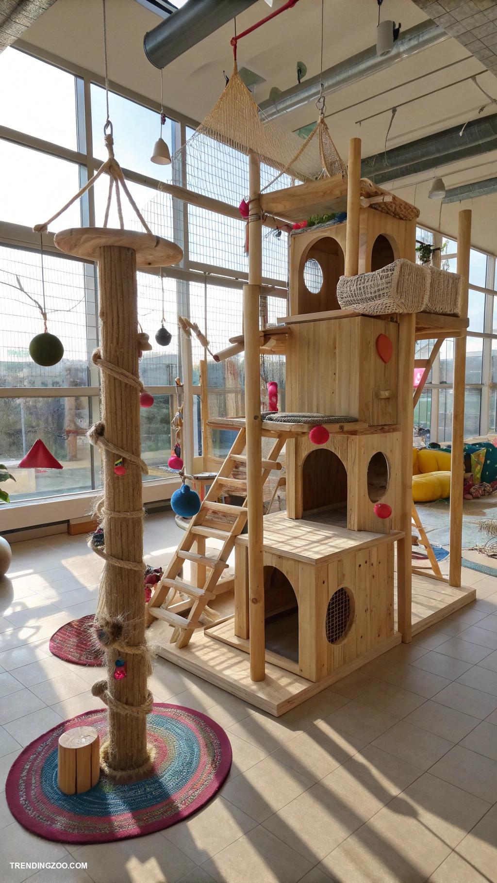 cat villa ideas Indoor maze with climbing structures