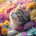 cute cat phone wallpapers Artistic cats surrounded by colorful flowers