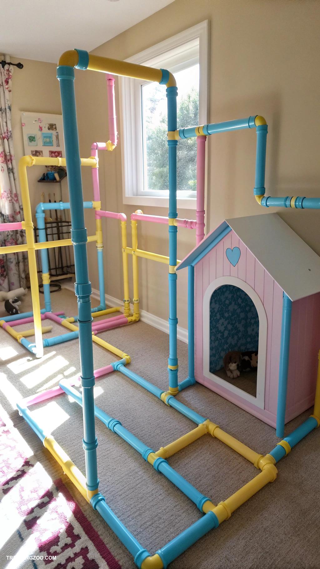 diy kitten house PVC pipe maze for playful exploration