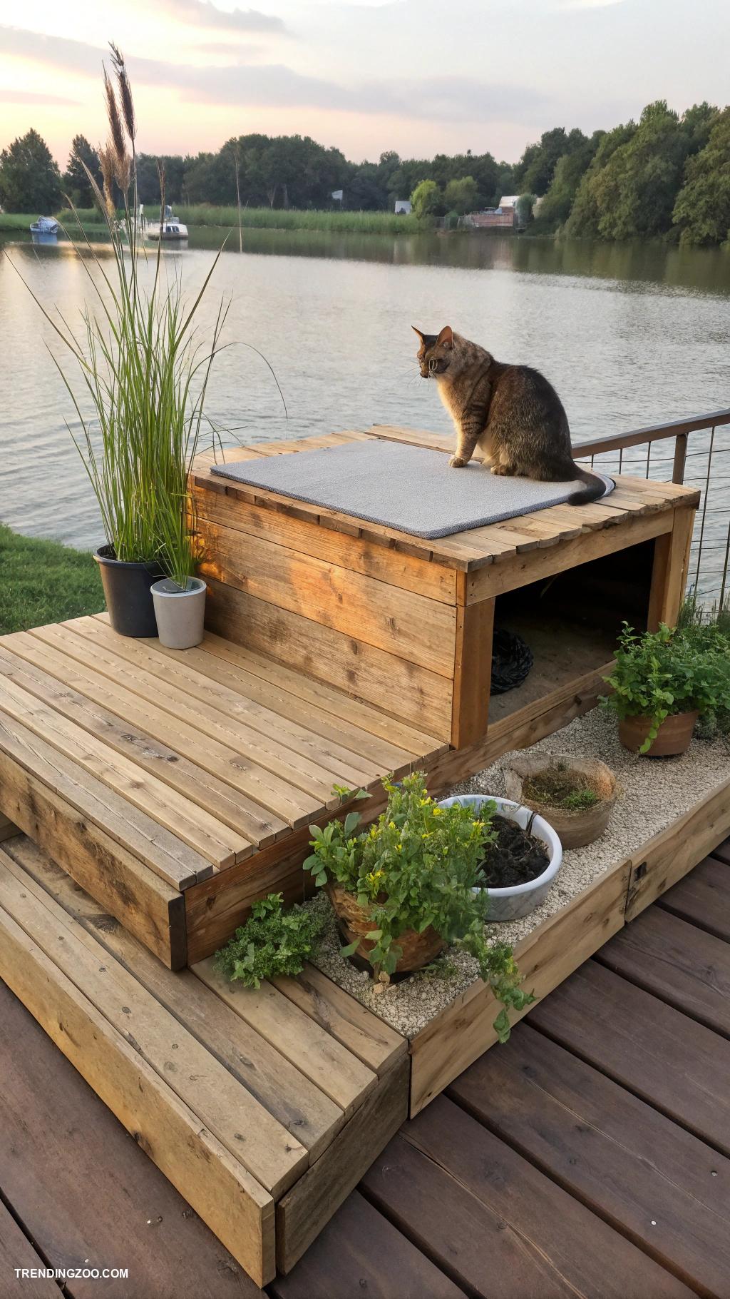diy wooden cat house Floating wooden platform with perch