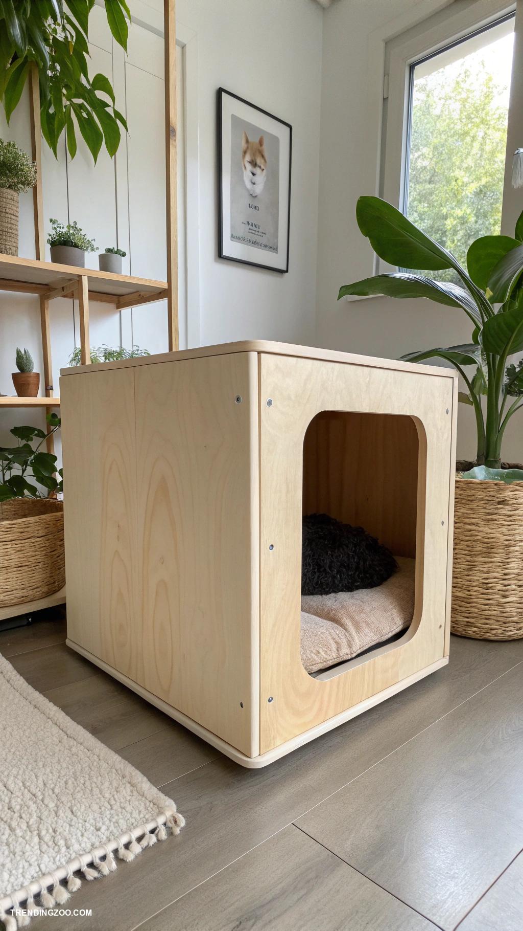 diy wooden cat house Modern minimalist cube shape