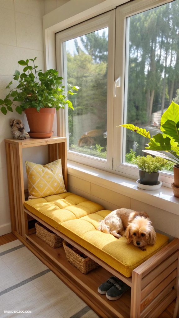 dog window perch ideas Corner shelf for panoramic sunbathing views