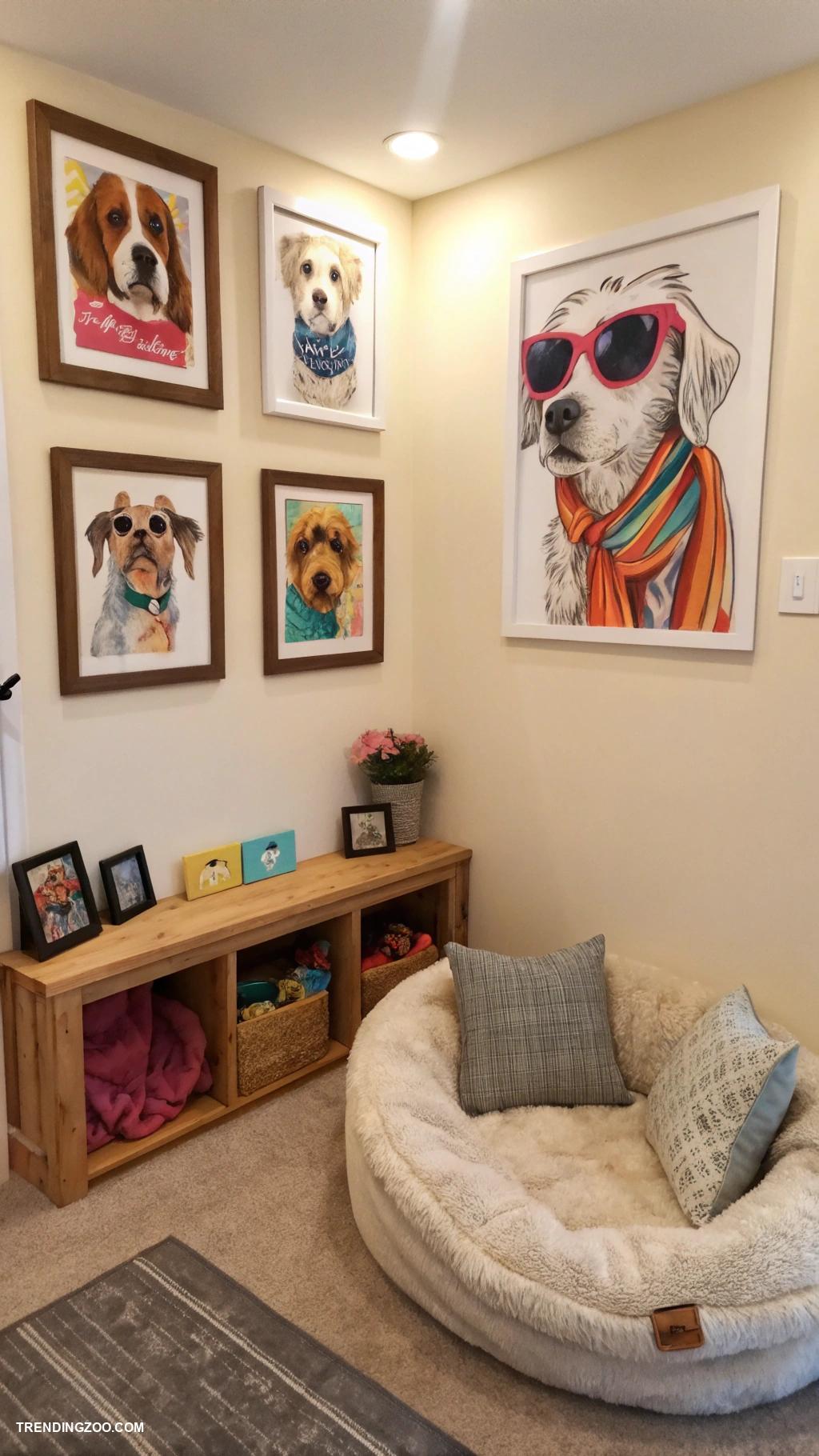 doggie room ideas Custom dog art gallery on walls