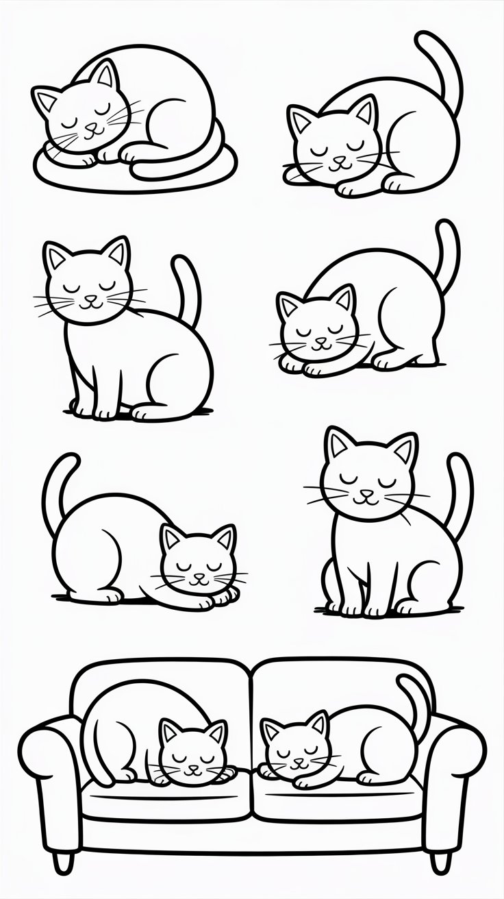 easy sleeping cat doodles
