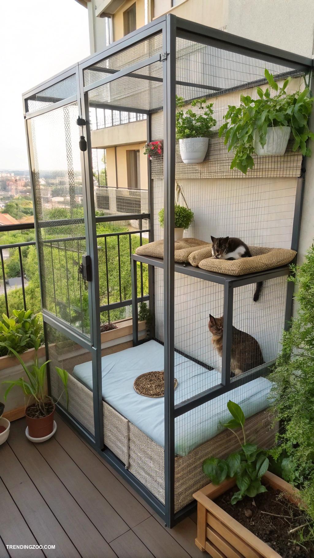 outdoor cat enclosure ideas Balcony enclosure with removable panels