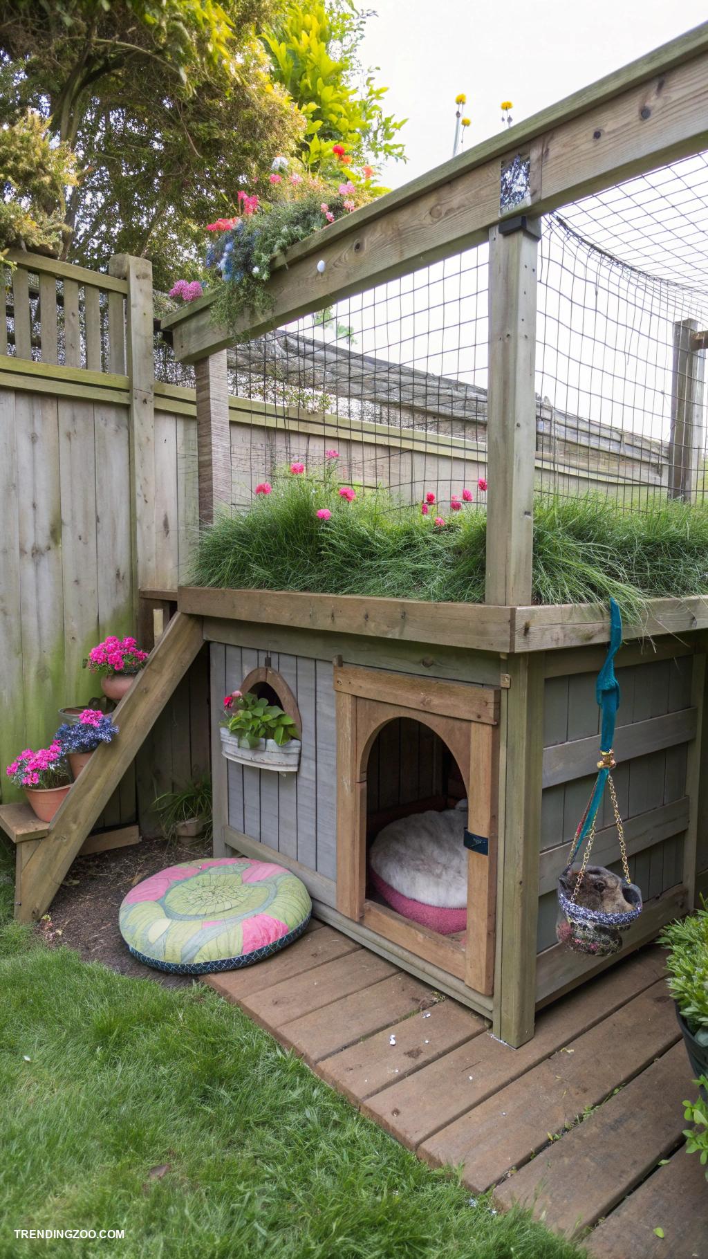 outdoor cat enclosure ideas Under deck cat hideaway with access
