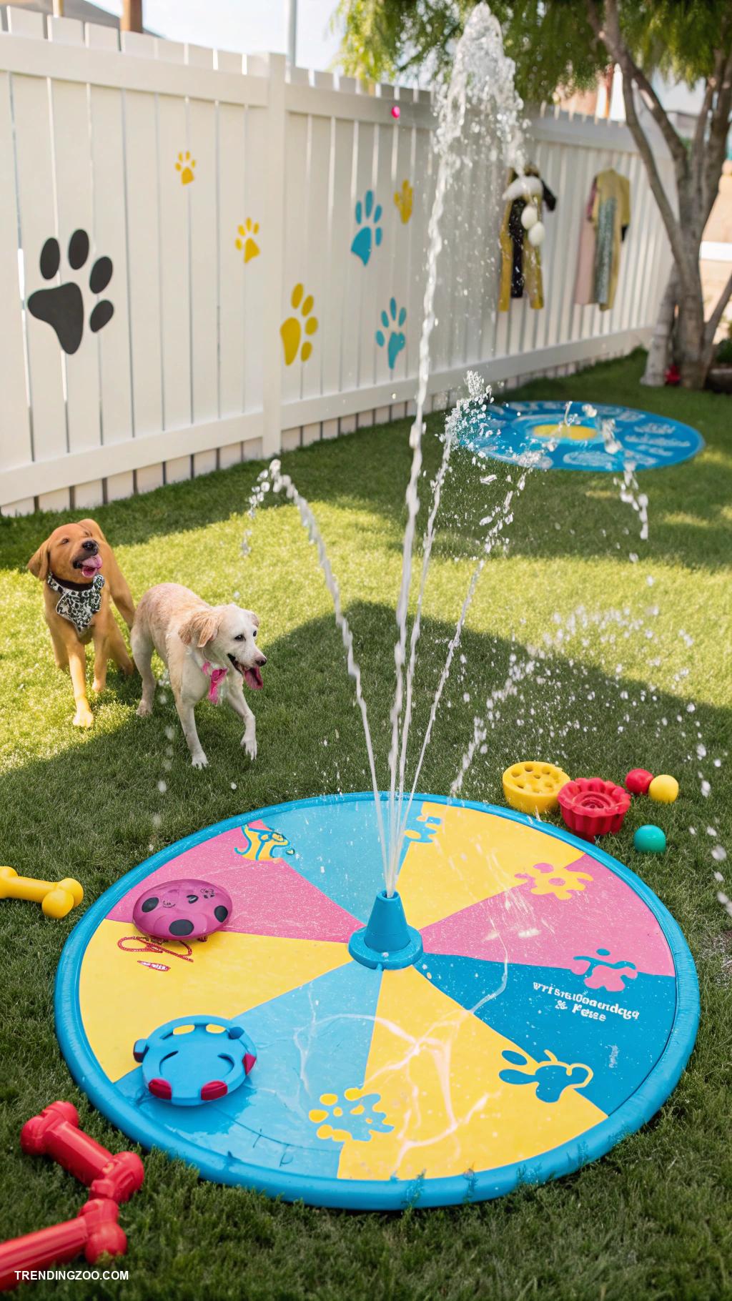 outdoor dog potty area Brightly colored splash pad for playful pups