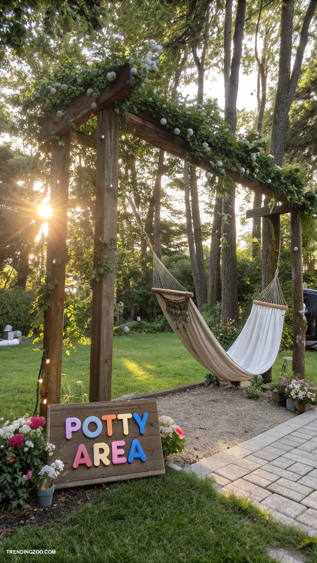 outdoor dog potty area Hammock area for dogs and owners to relax