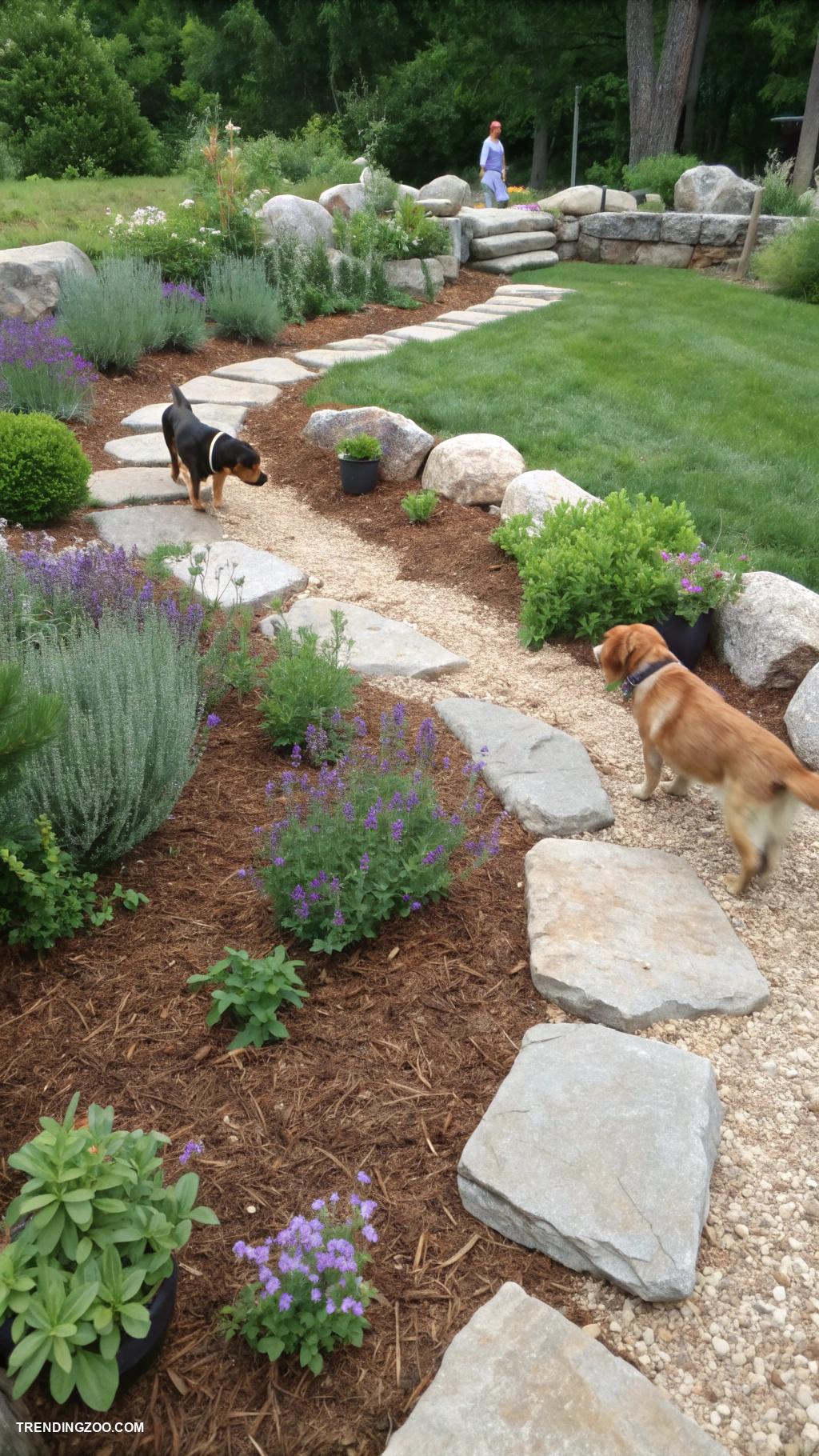outdoor dog potty area Natural stone area with scents for stimulation