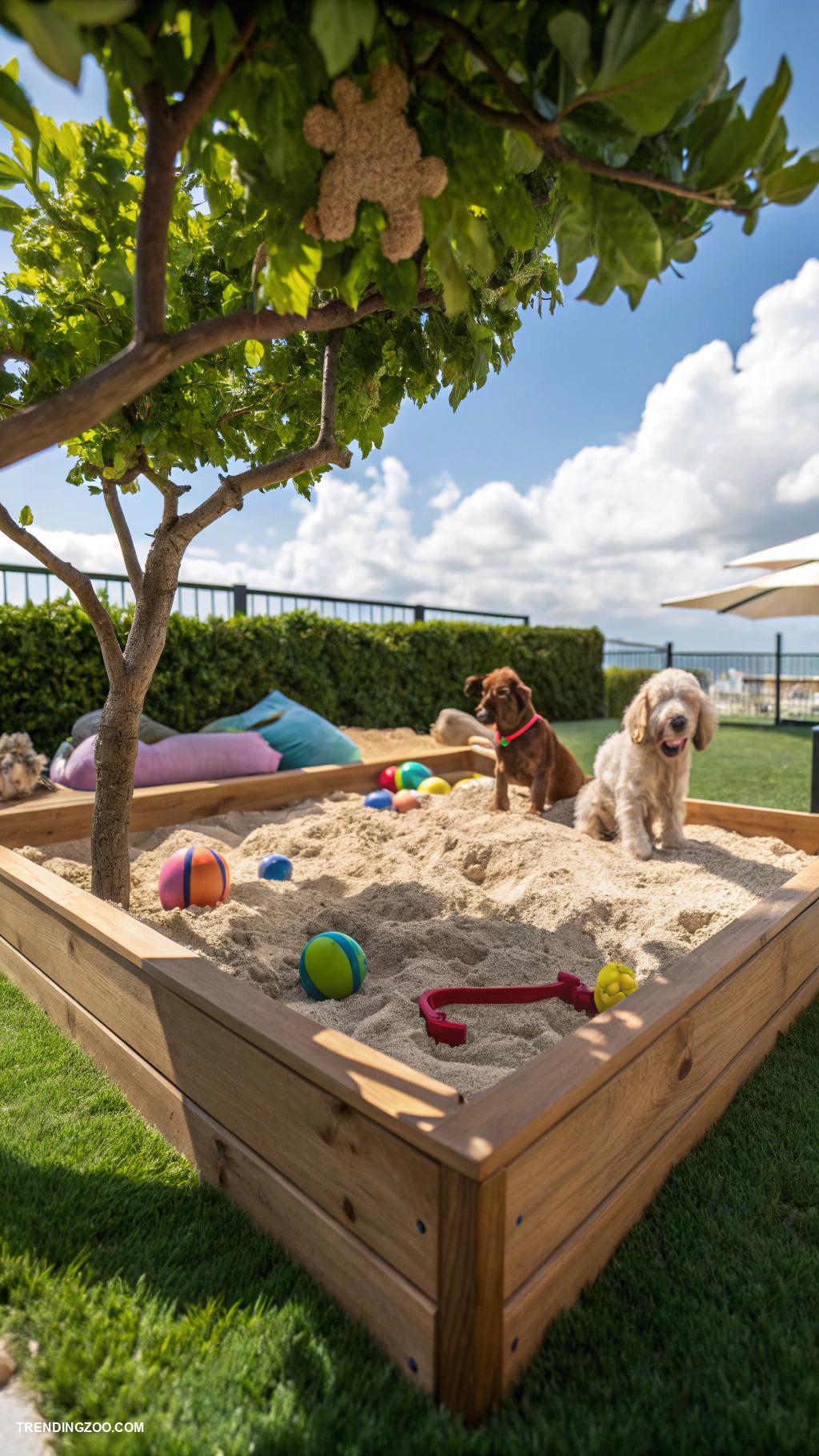 outdoor dog potty area Sandbox with hidden toys for digging fun