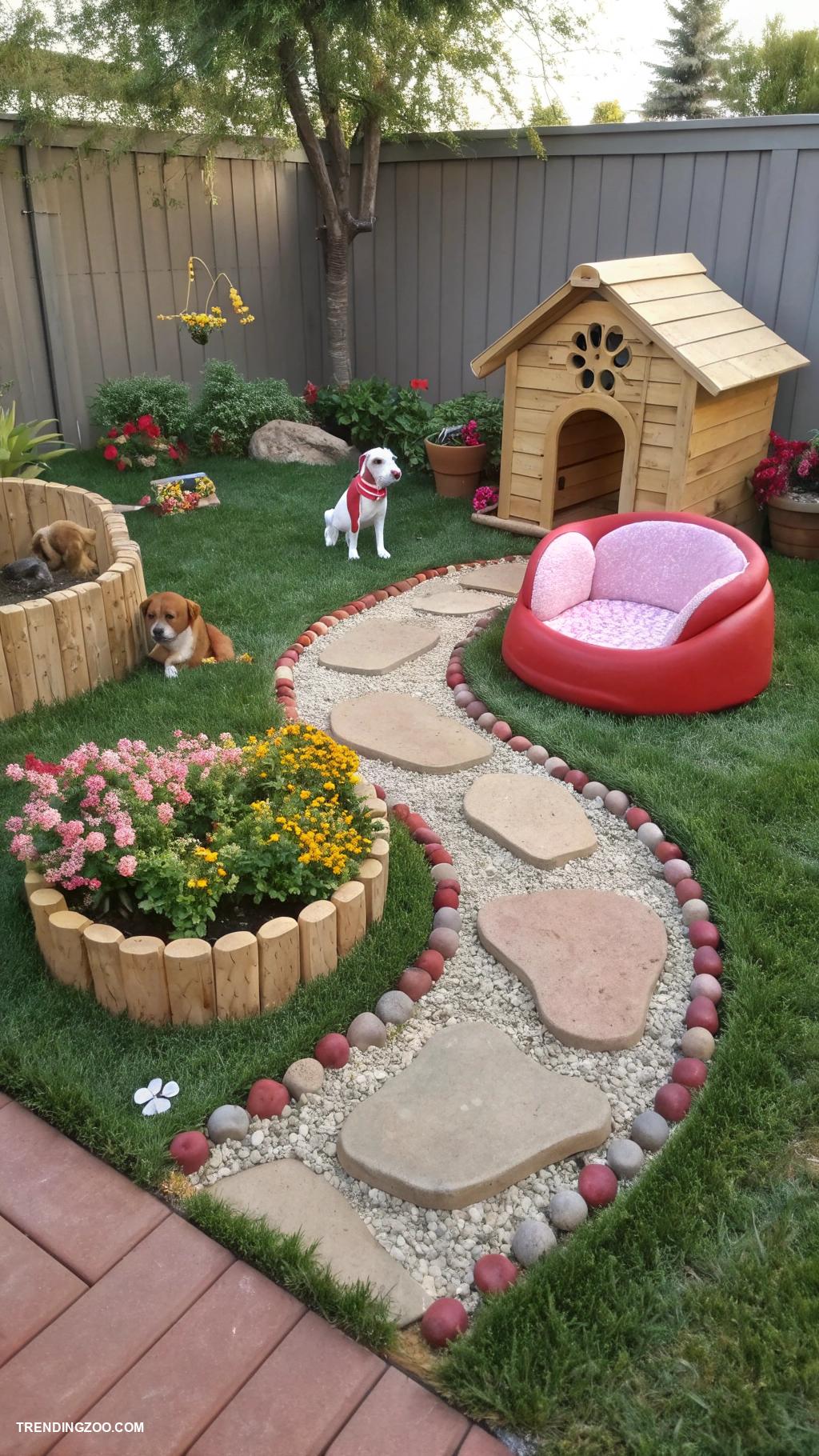 outdoor dog potty area Themed miniature garden for dogs to explore