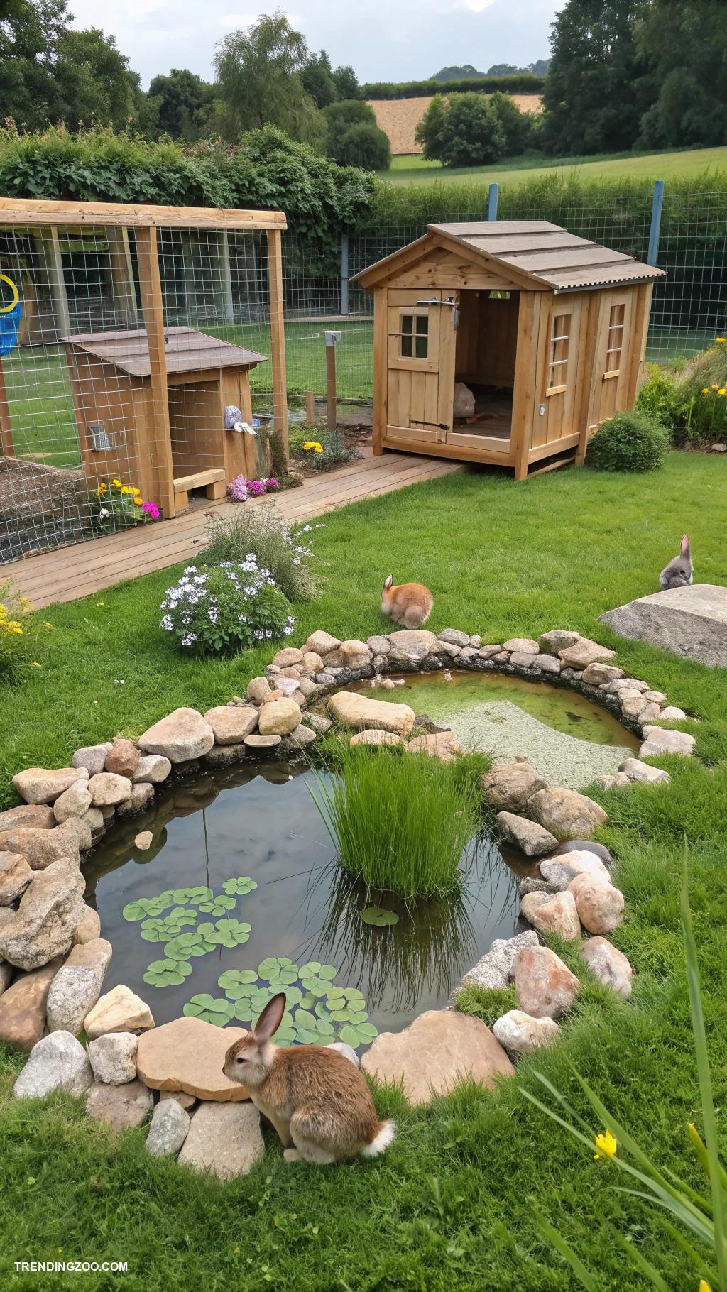 outdoor rabbit enclosure ideas Incorporated pond environment for rabbits