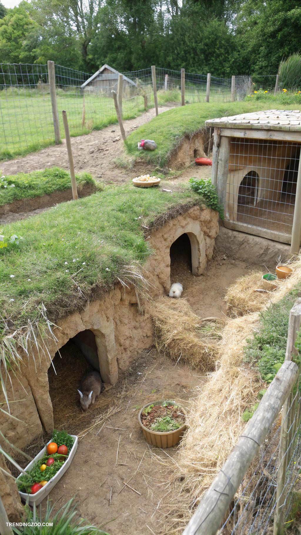 outdoor rabbit enclosure ideas Underground burrow style rabbit habitat