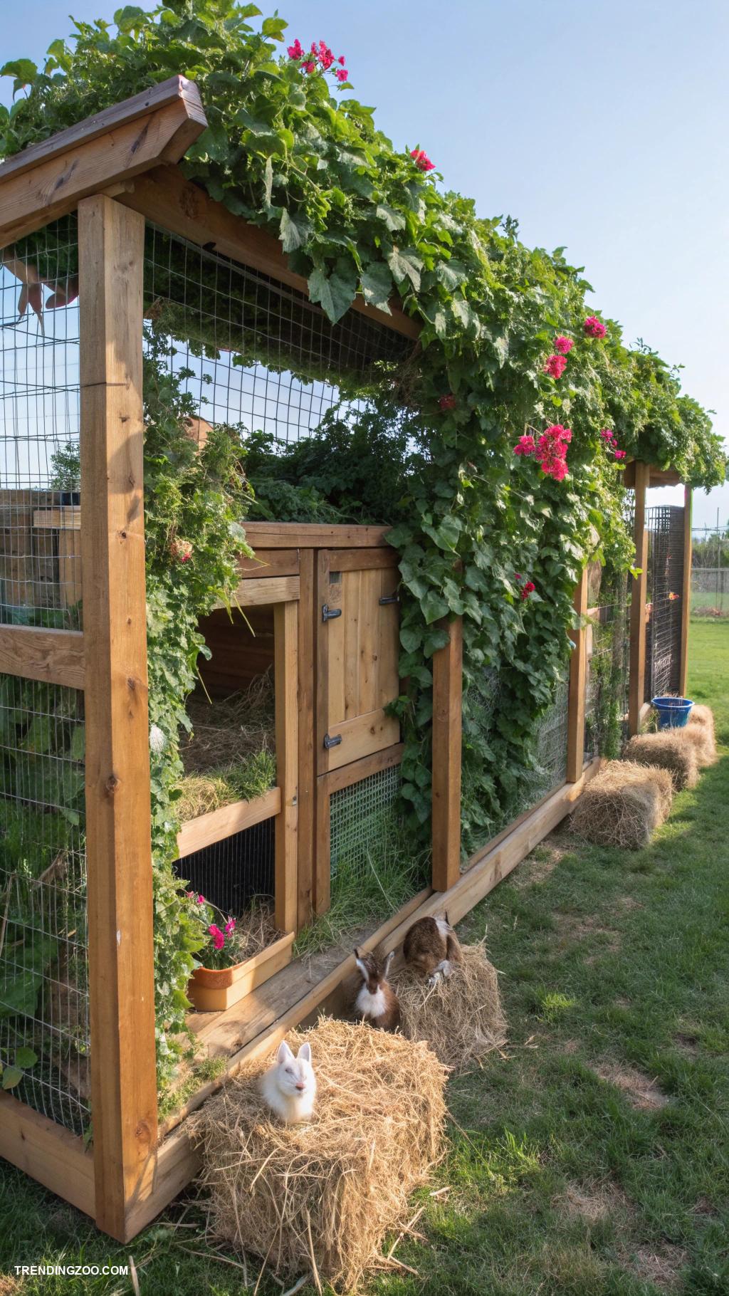 outdoor rabbit enclosure ideas Vertical garden enclosure with climbing plants