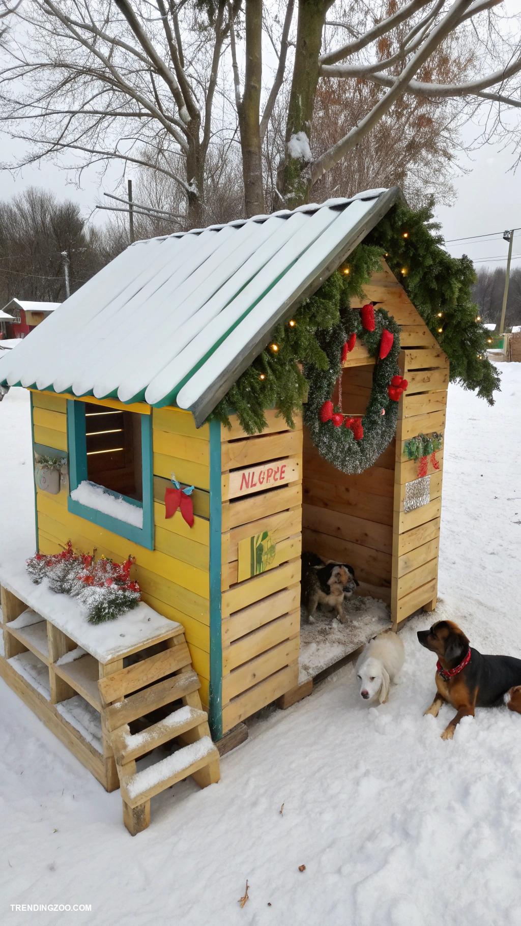 outdoor winter dog house Recycled materials dog shelter with charm