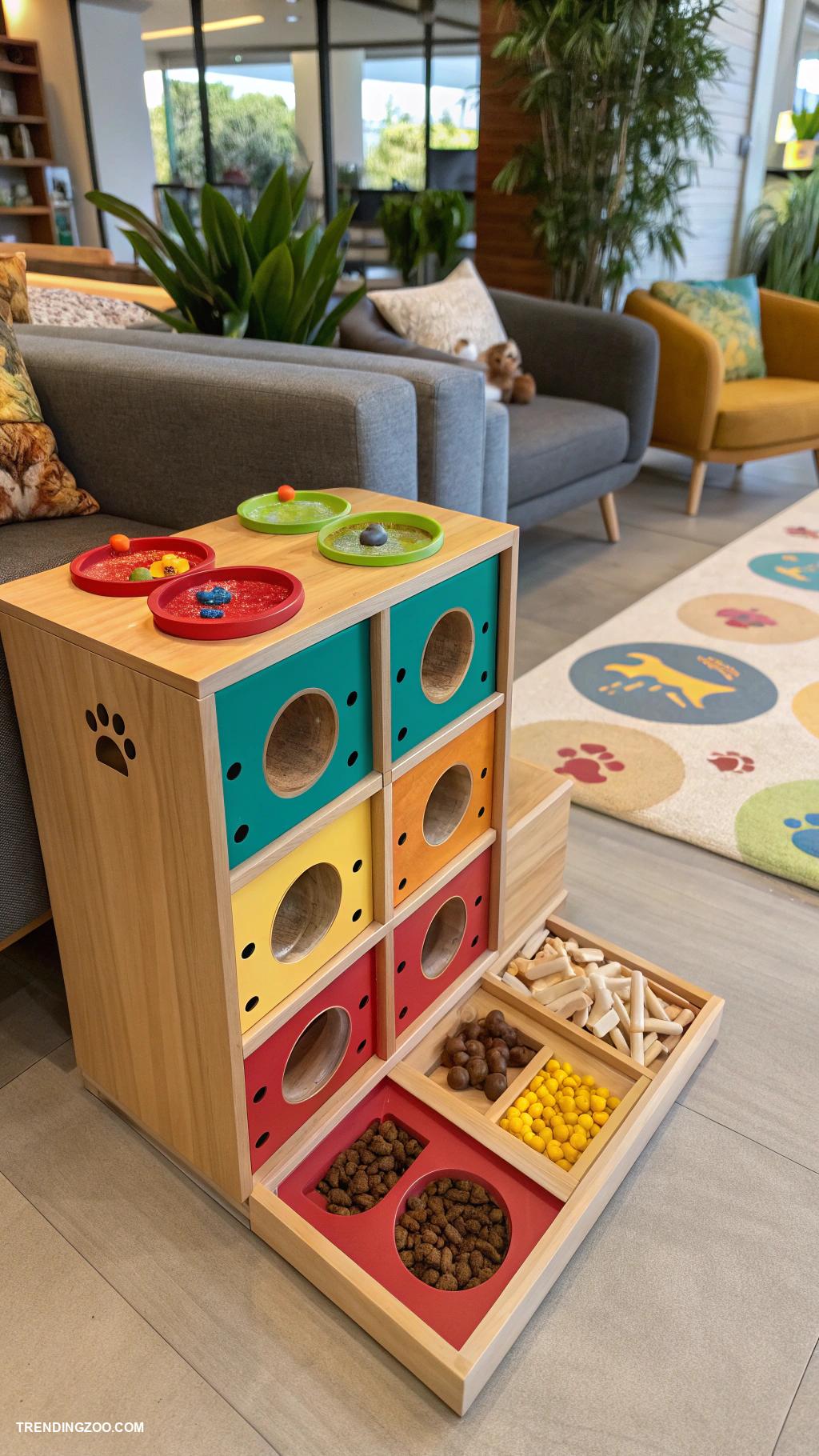 pet lounge ideas Interactive puzzle station for brain stimulation