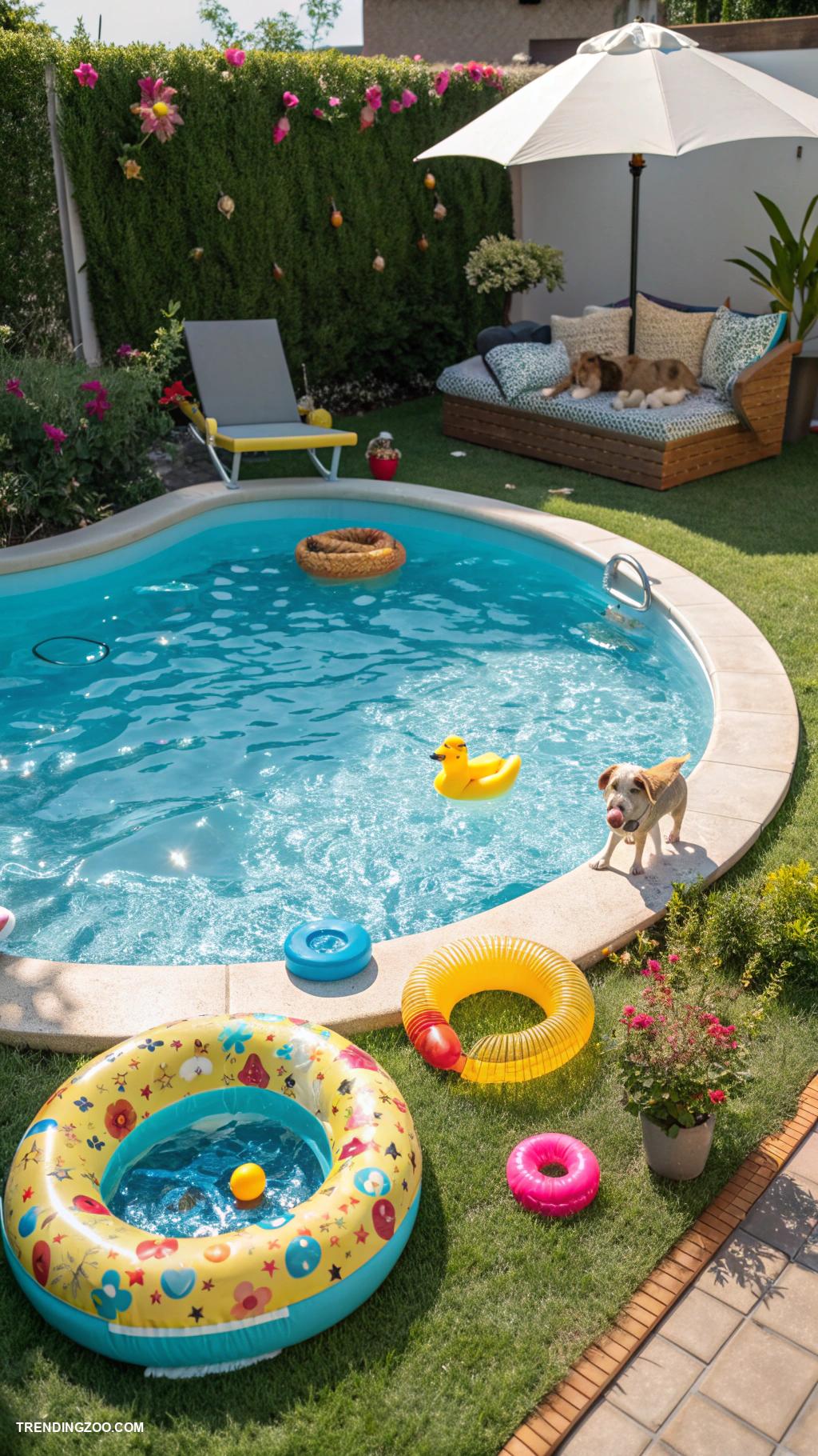 pet lounge ideas Outdoor pet swimming pool with toys
