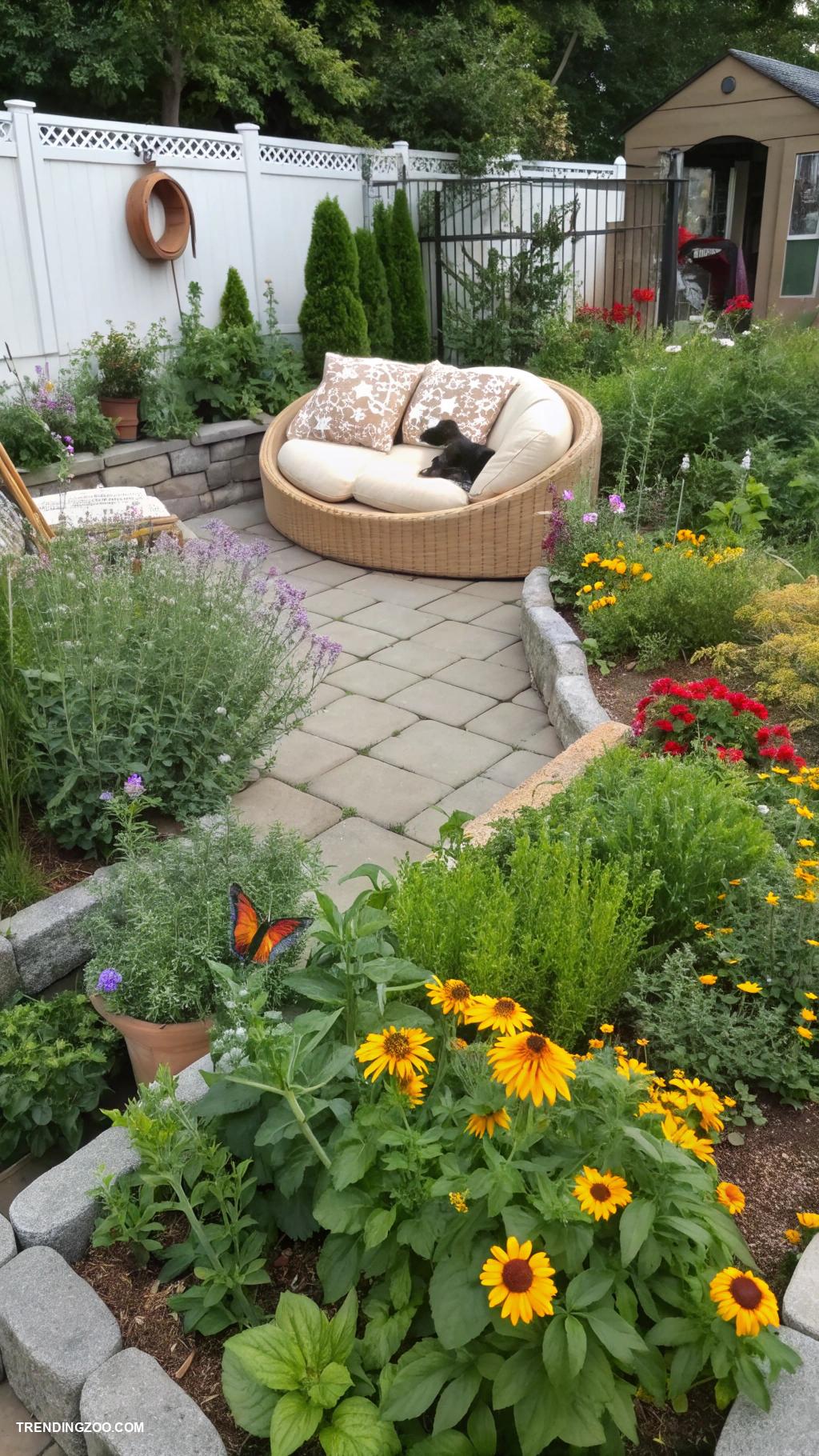 pet lounge ideas Pet friendly garden with herbs and flowers