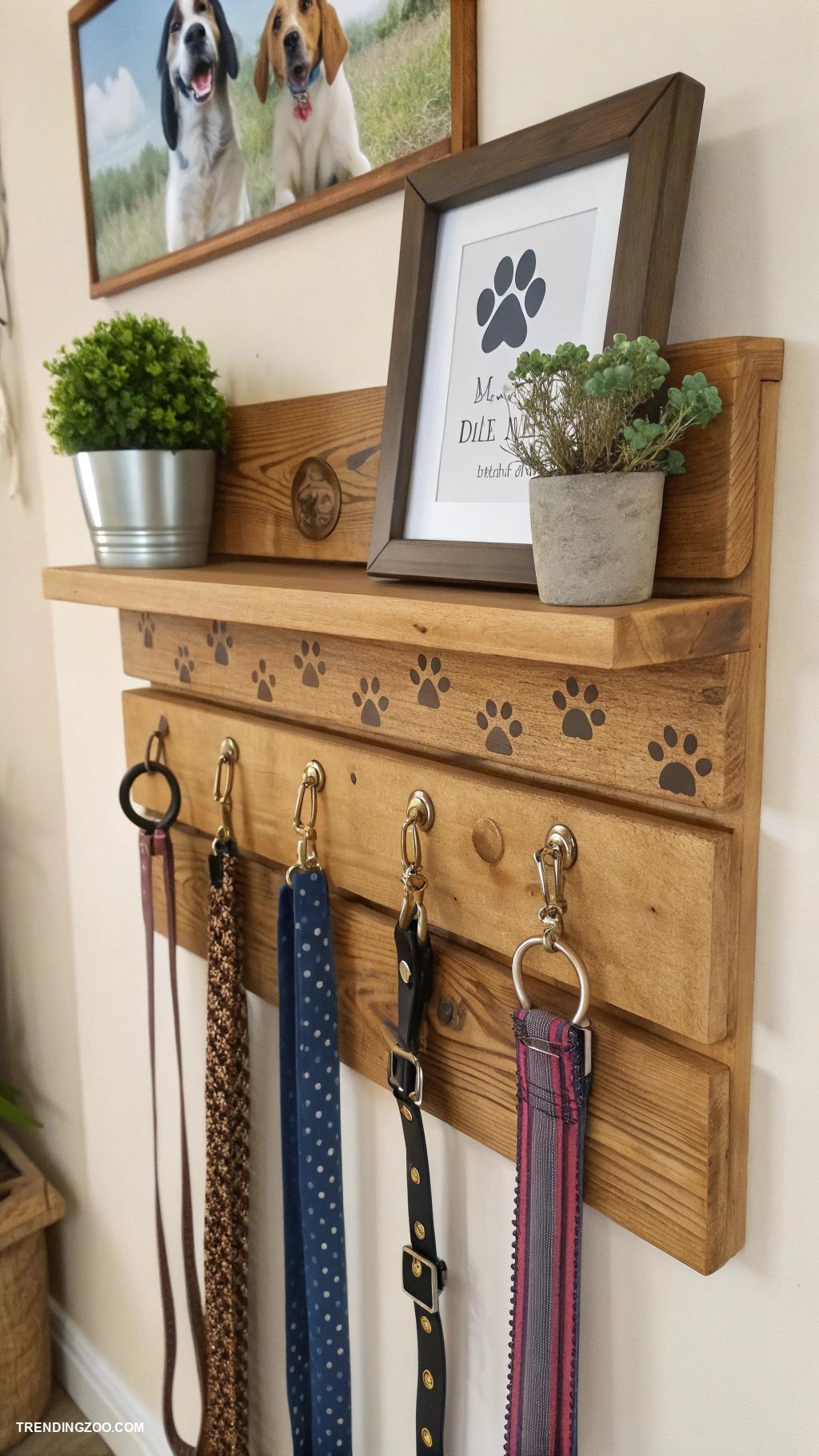 pet supplies organization ideas Hanging shelves for leashes and collars