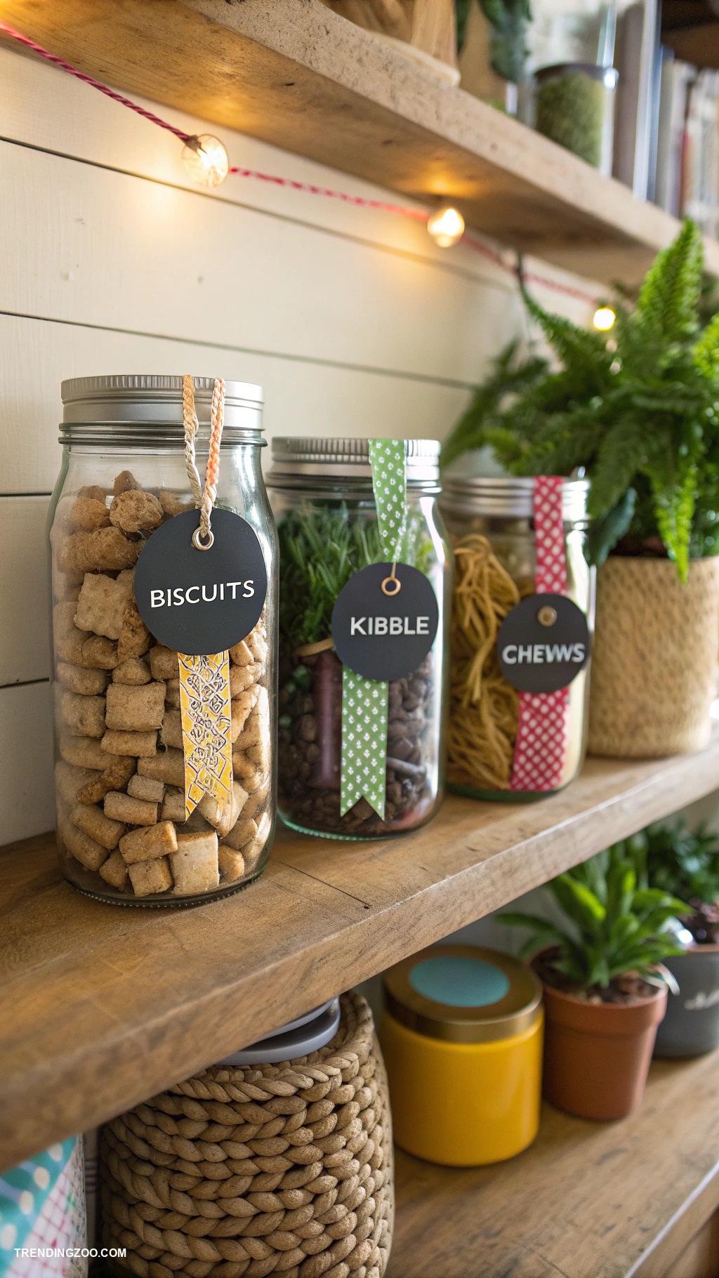 pet supplies organization ideas Repurposed mason jars for treat storage
